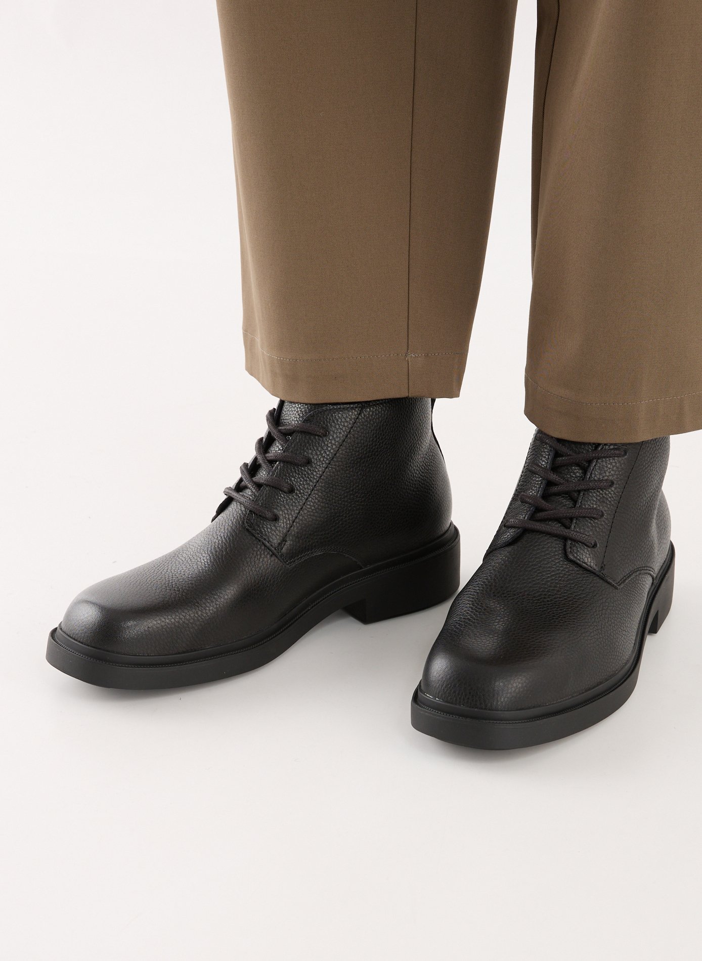 Cowhide leather lace-up ankle boots CALVIN KLEIN Black