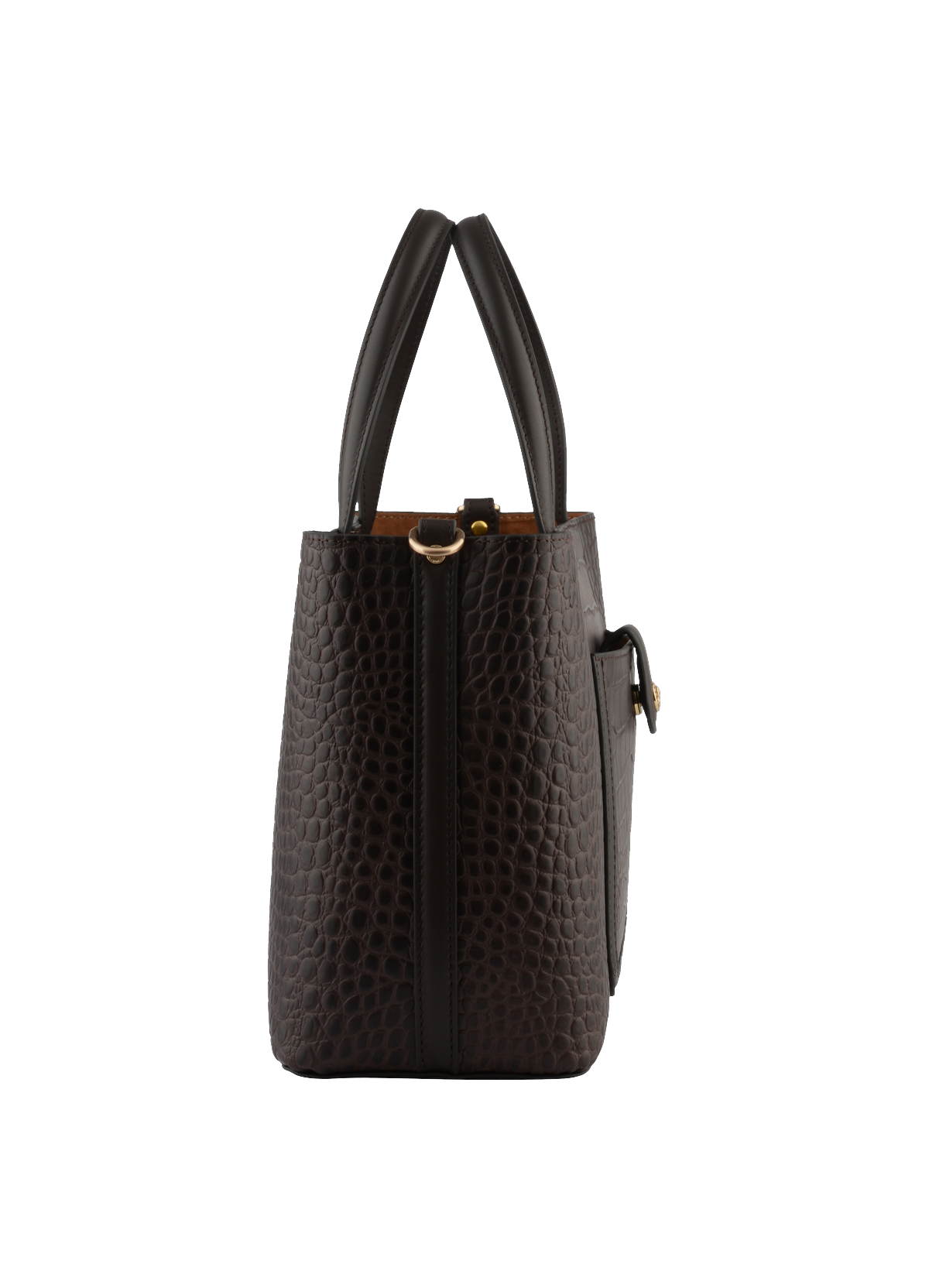 Bride croco  porté main marron POURCHET Marron