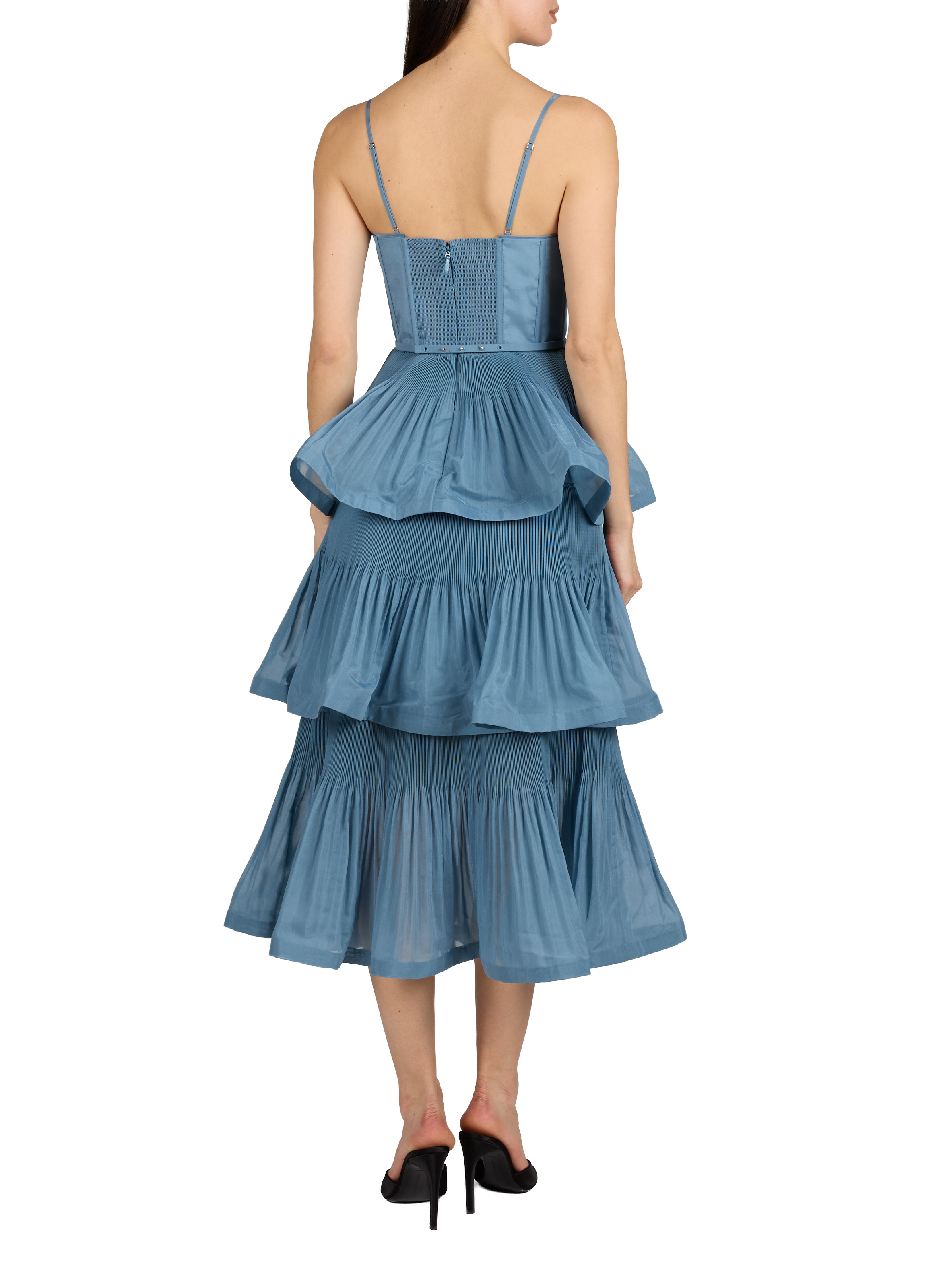 Pleated midi dress with ruffles ZIMMERMANN Blue