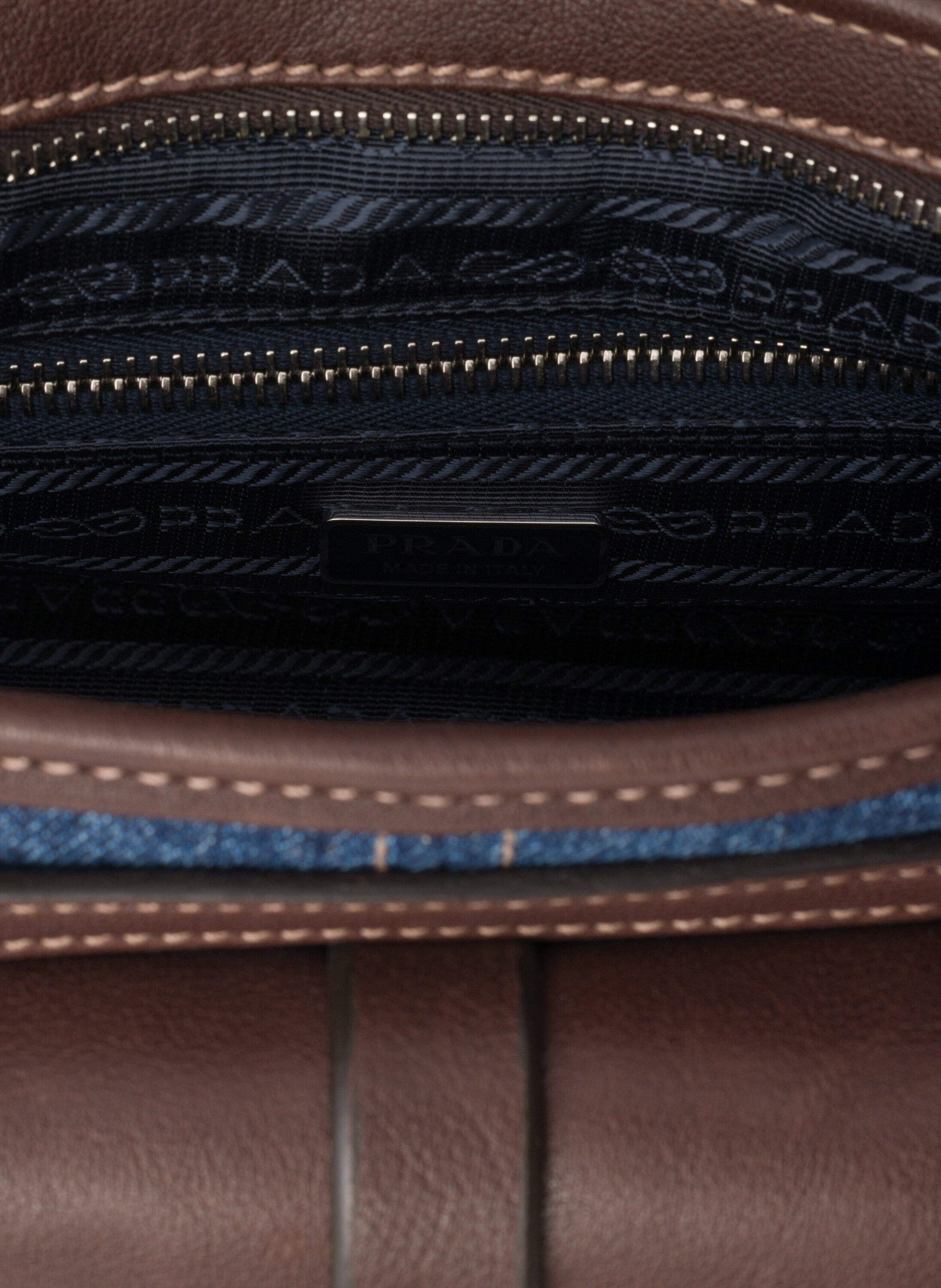 Sac à main prada bonnie en denim et cuir de taille PRADA Bleu