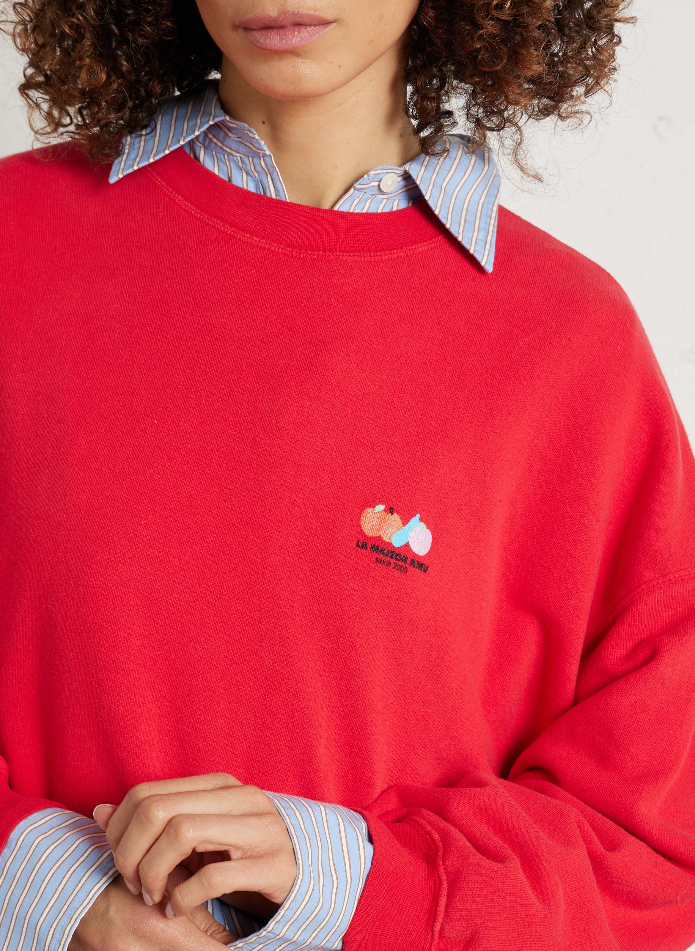 Sweat oversize col rond en coton mélangé atubay AMERICAN VINTAGE Rouge