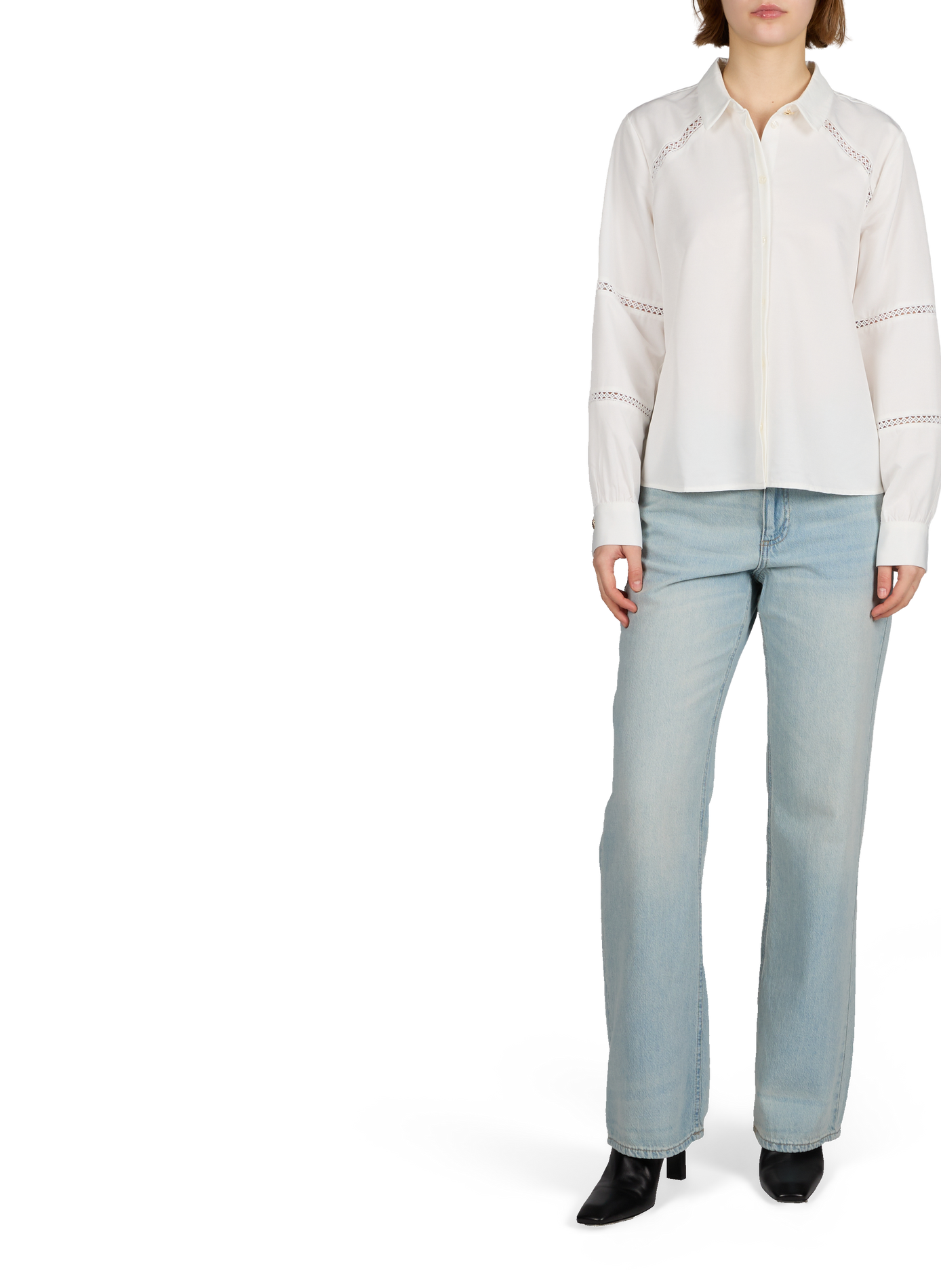 Vigry straight blouse with embroidery VILA Beige