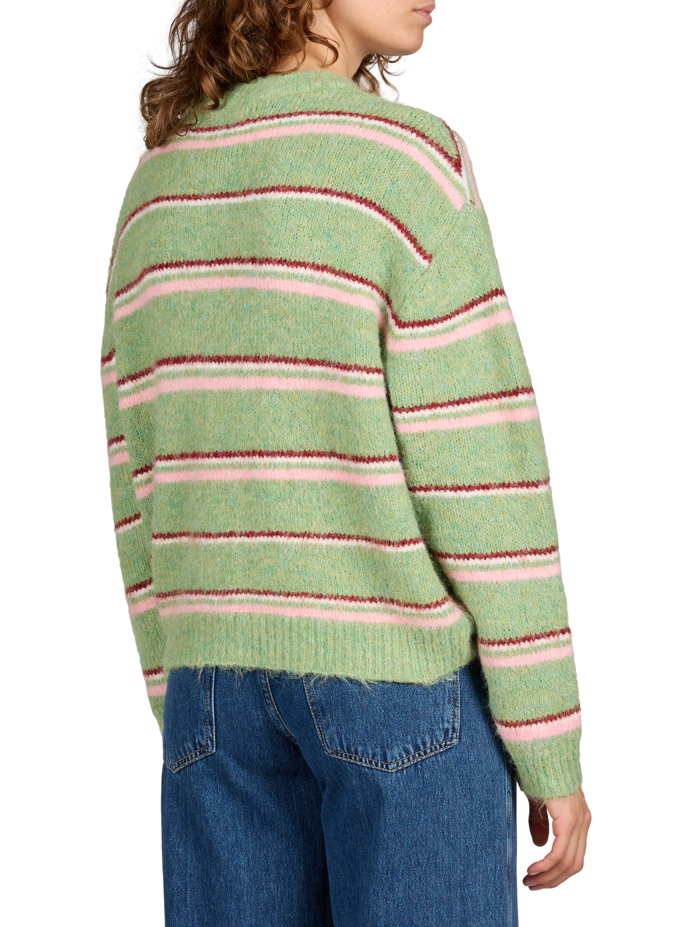 Cardigan boutonné à rayures TOPSHOP Vert