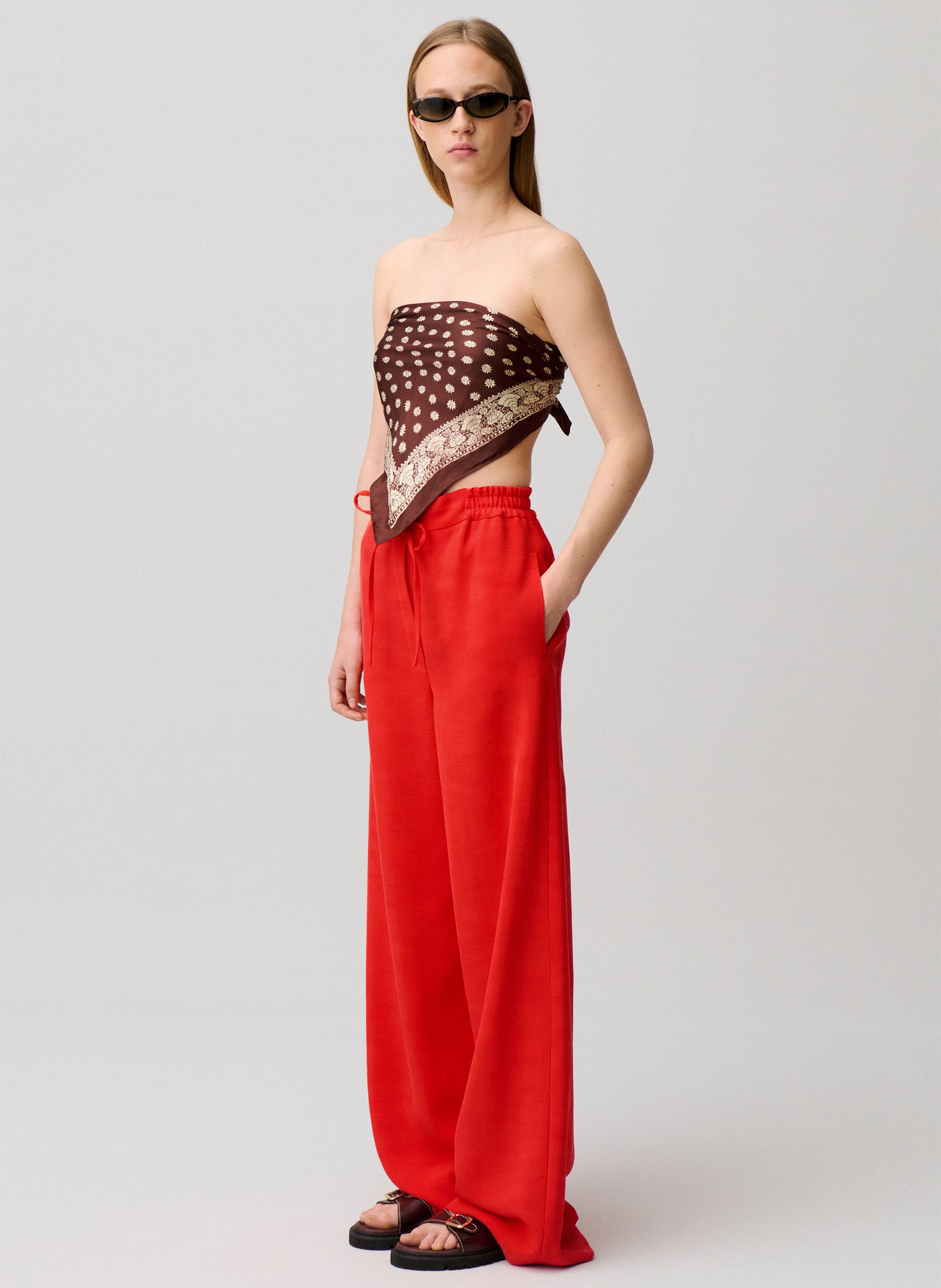 Pantalon large élastiqué uni CLAUDIE PIERLOT Orange