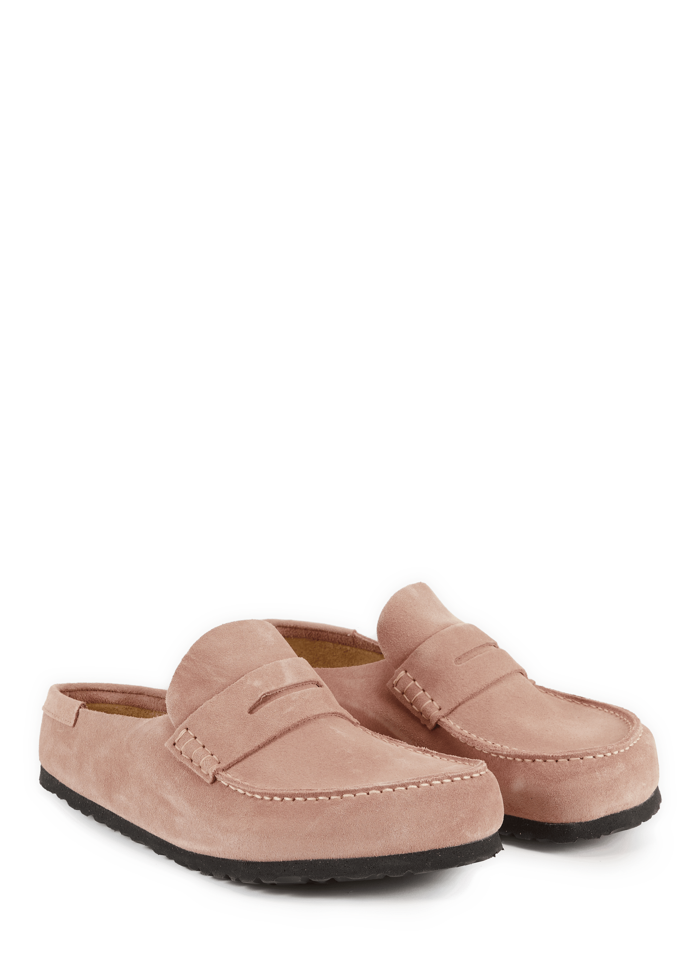 Mules Naples en cuir suédé Rose