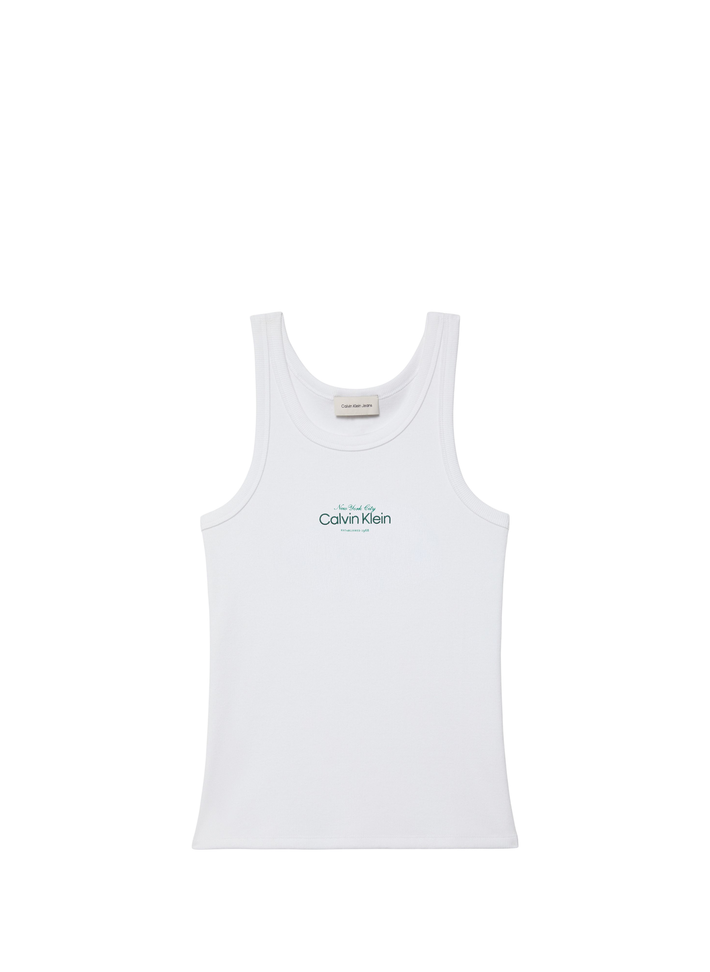 Débardeur brodé à col rond en coton mélangé CALVIN KLEIN Blanc