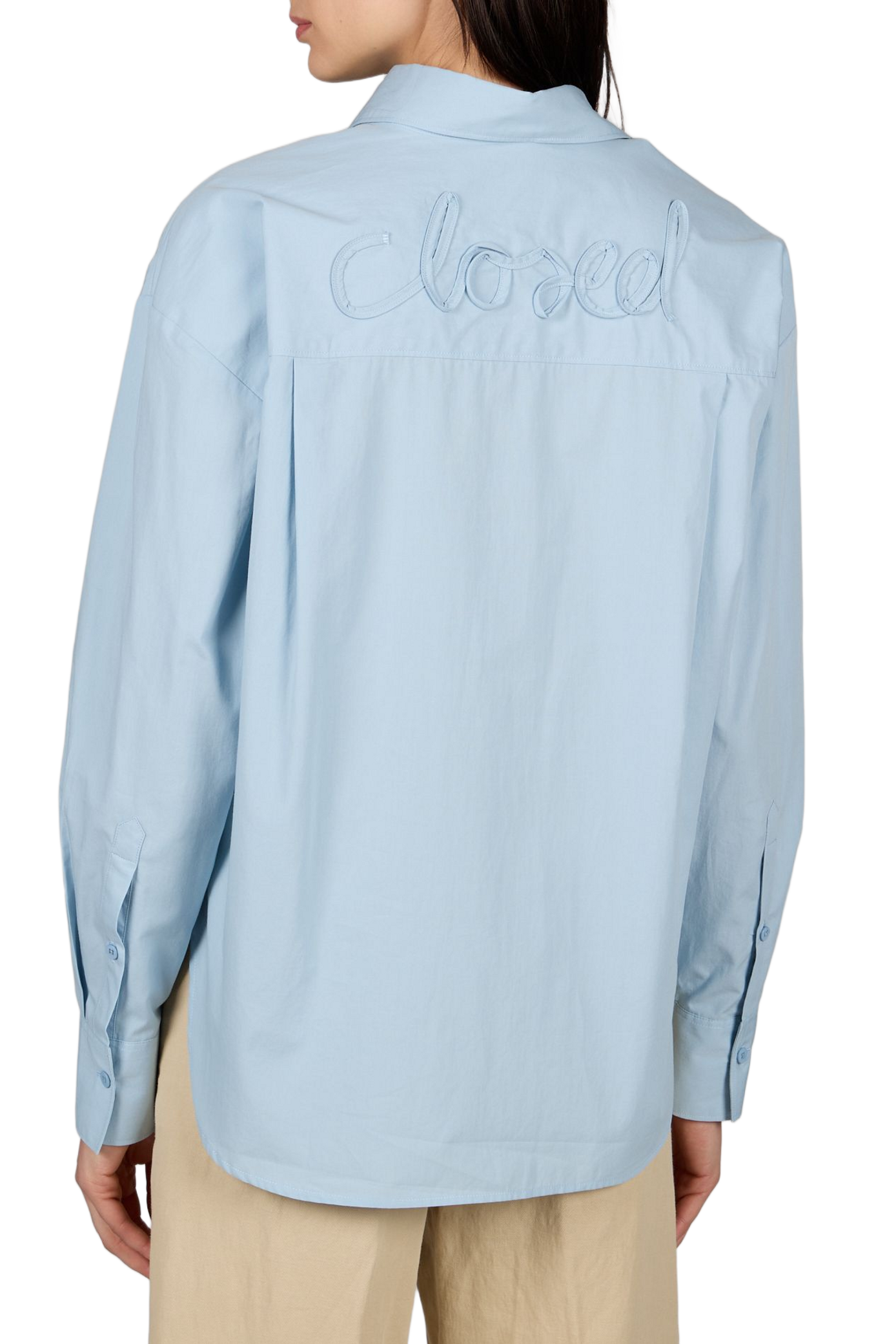 Chemise unie à broderie au dos en coton CLOSED Bleu