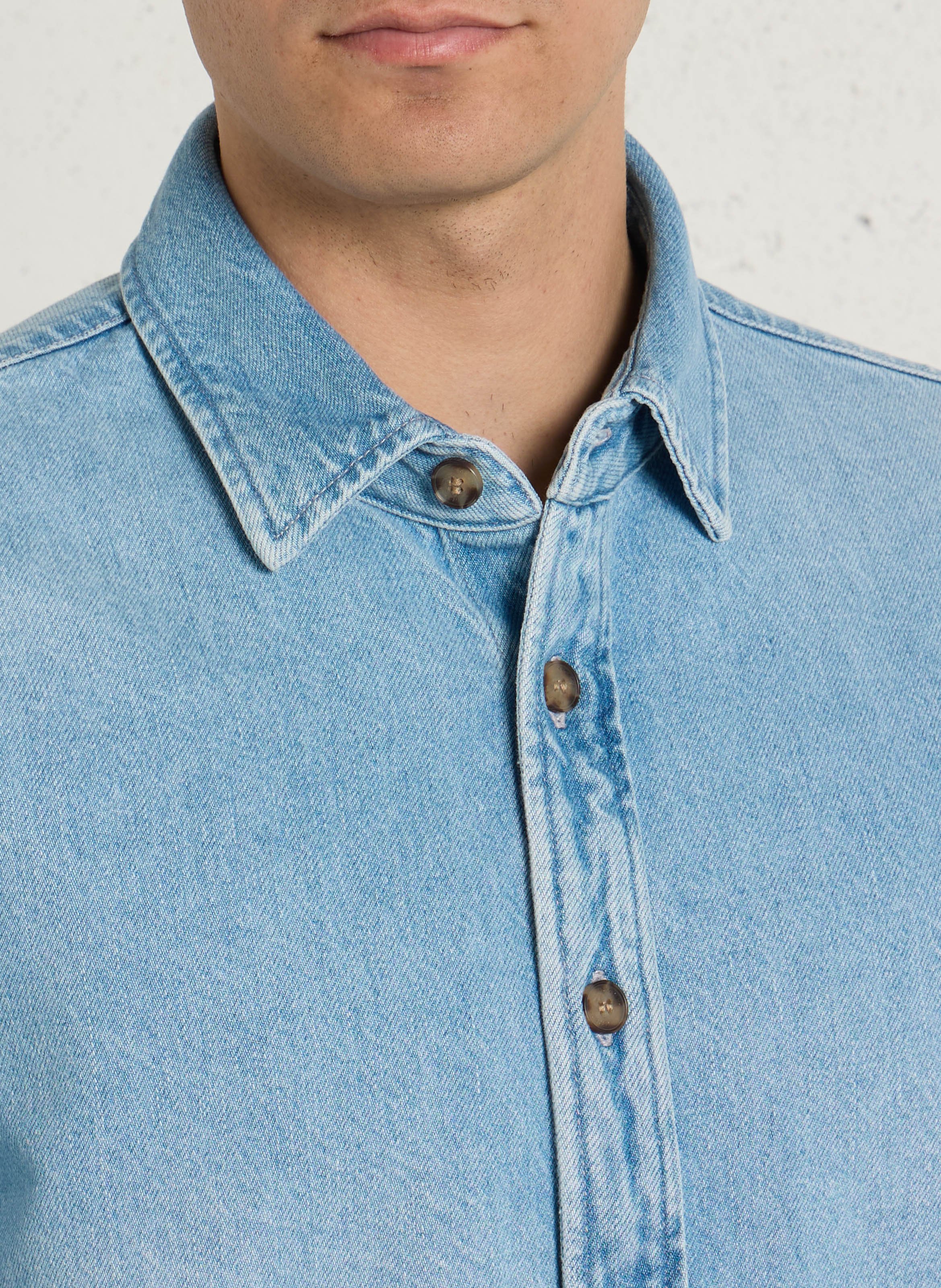 Chemise oversize col classique en coton mélangé IKKS Bleu