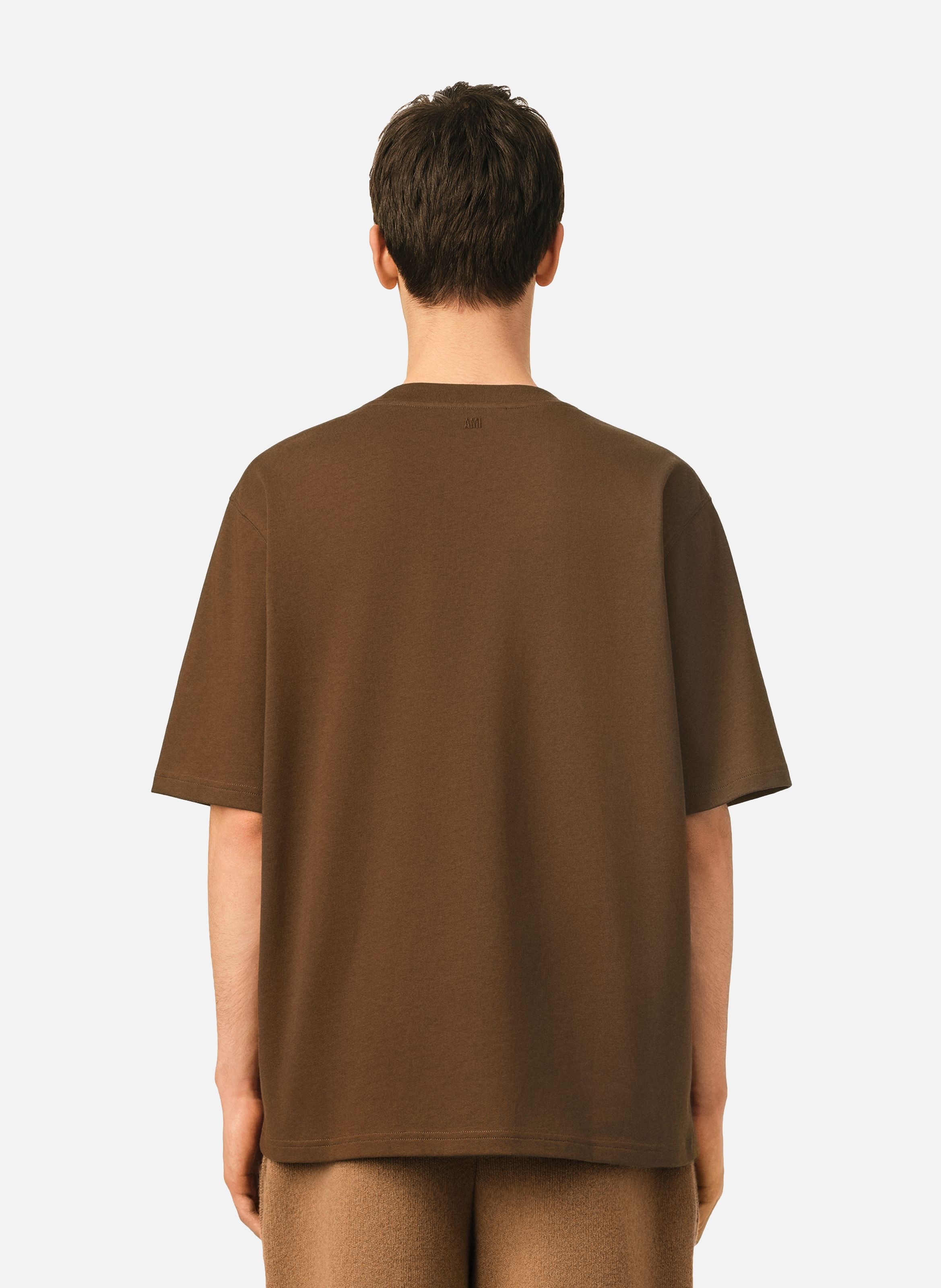 T-shirt unisexe en coton ami de coeur embossé AMI PARIS Marron