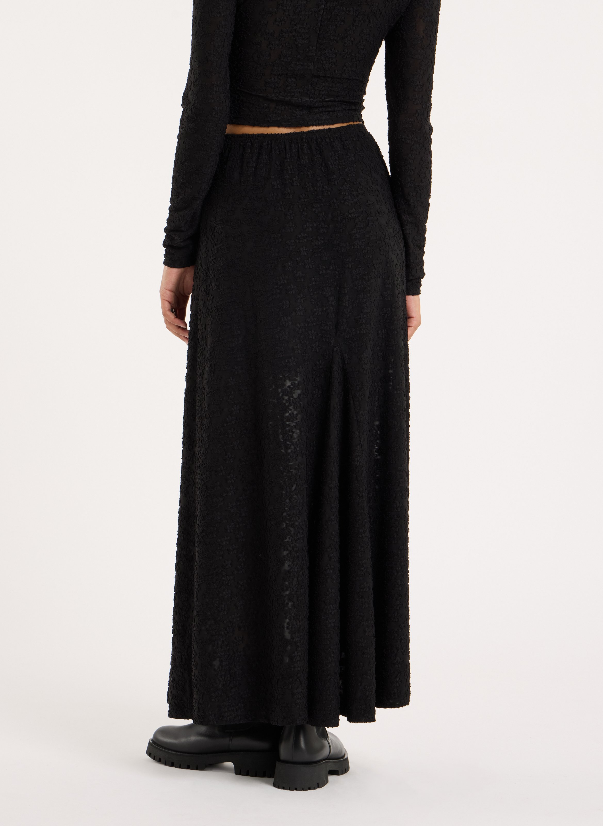 Lange rok Bambou van kant SAISON 1865 Zwart