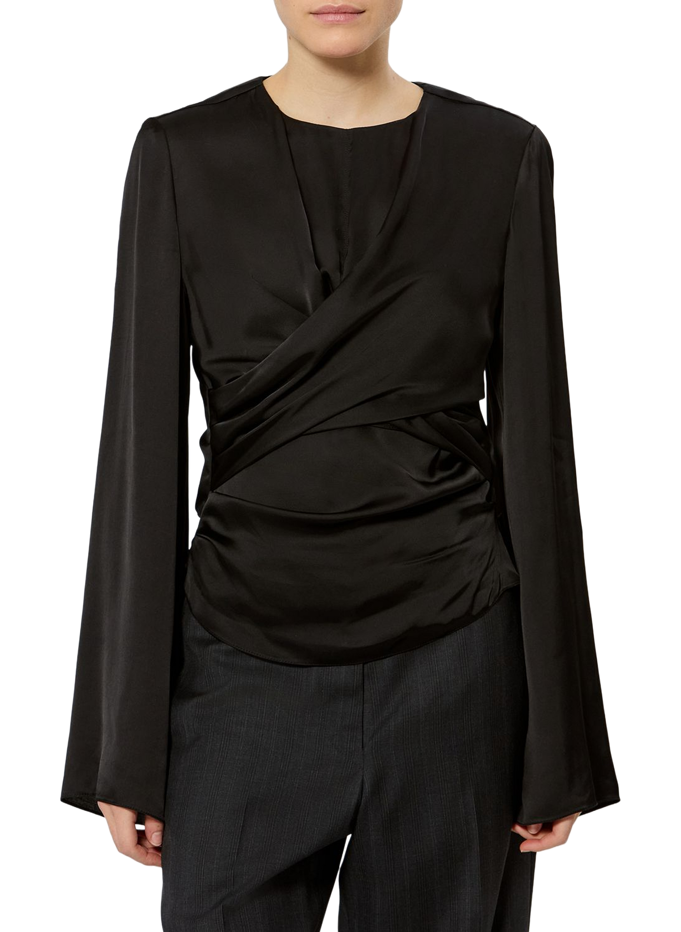 Blouse drapée Neame en satin ISABEL MARANT Noir