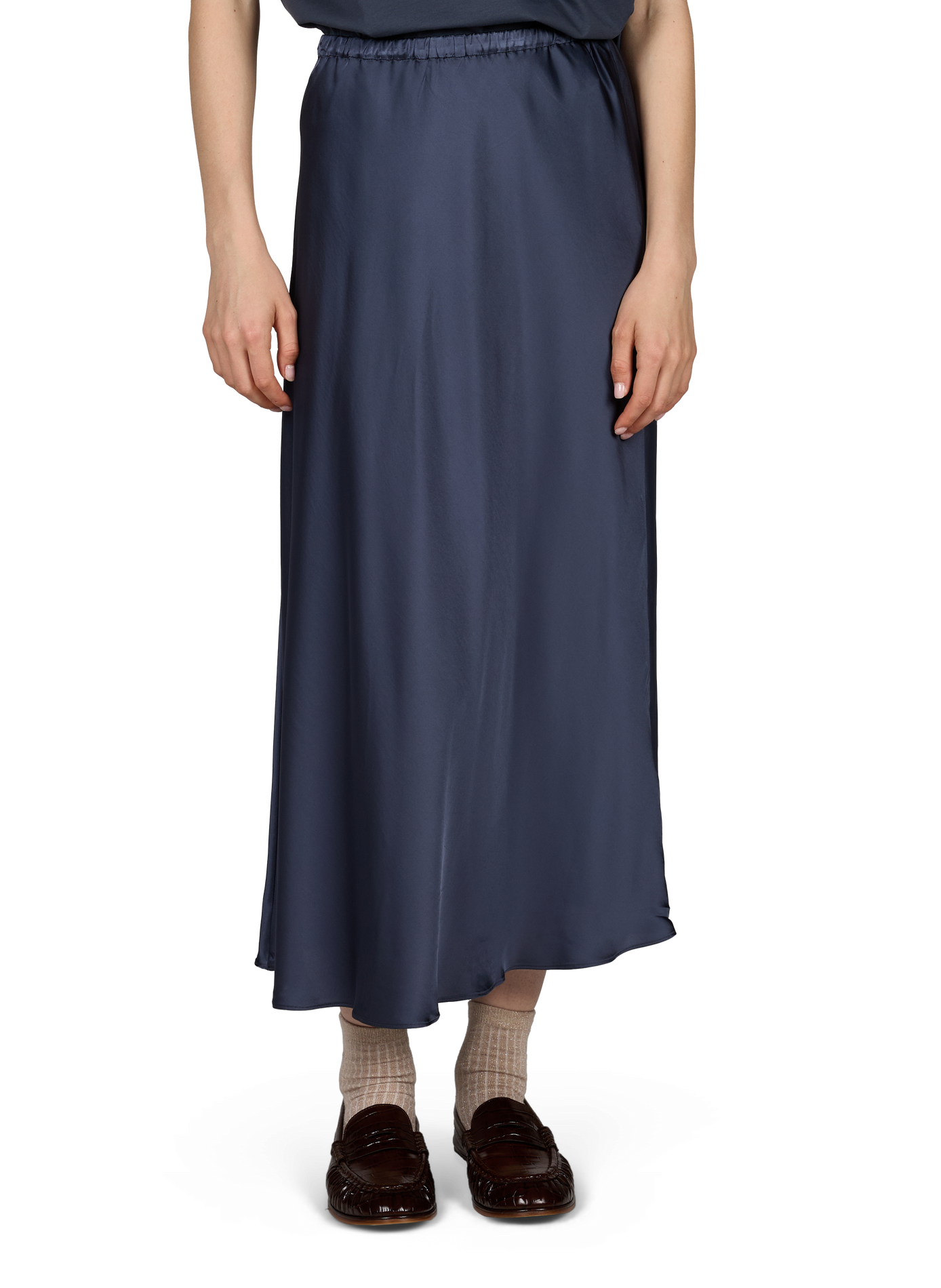 Satin midi skirt with mid-rise waist SAMSOE SAMSOE Blue