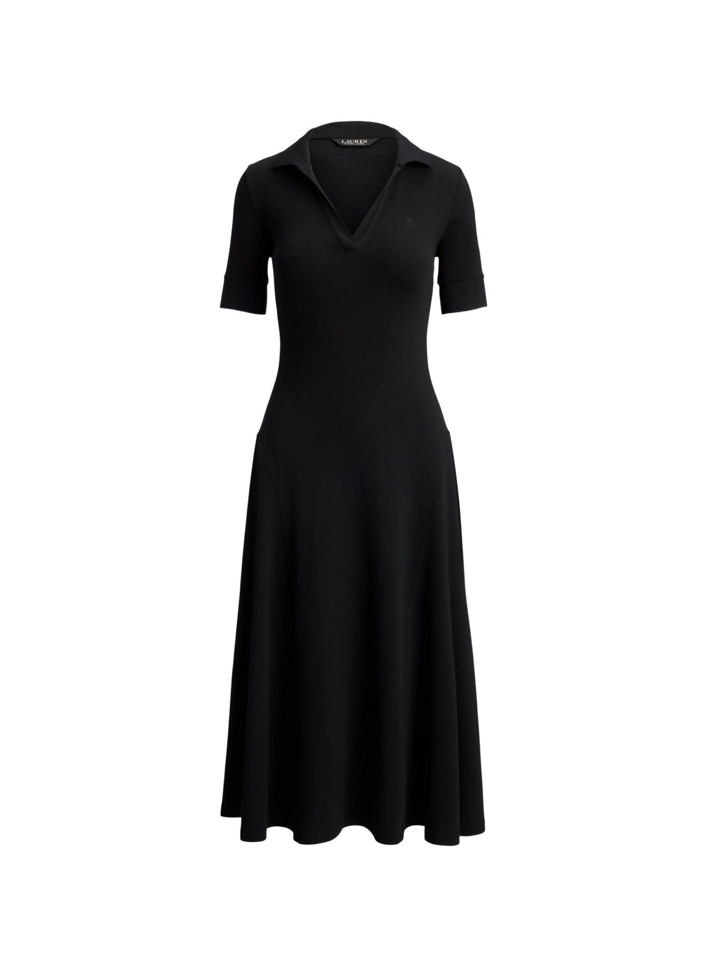 Ribbed midi dress in blended cotton LAUREN Black