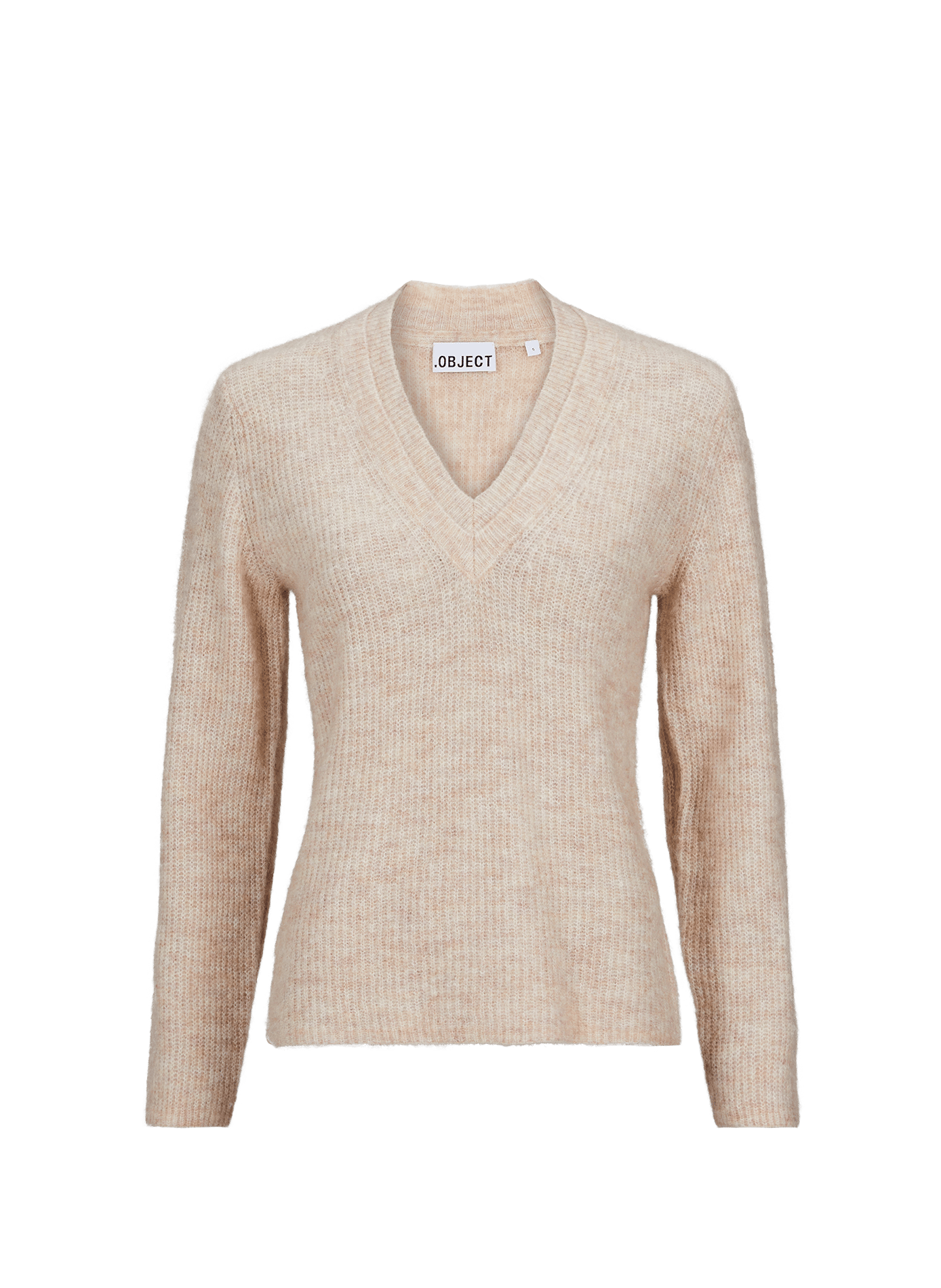 Pull à col en V en maille OBJECT Beige