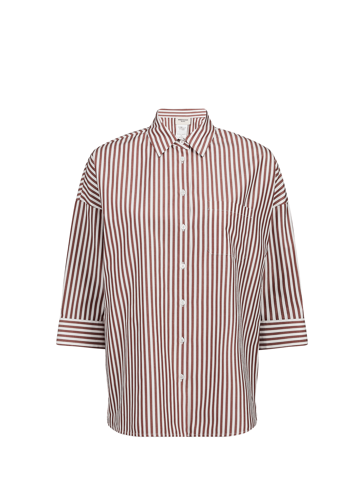 Striped cotton shirt with three-quarter sleeves MAX MARA WEEK END Brown