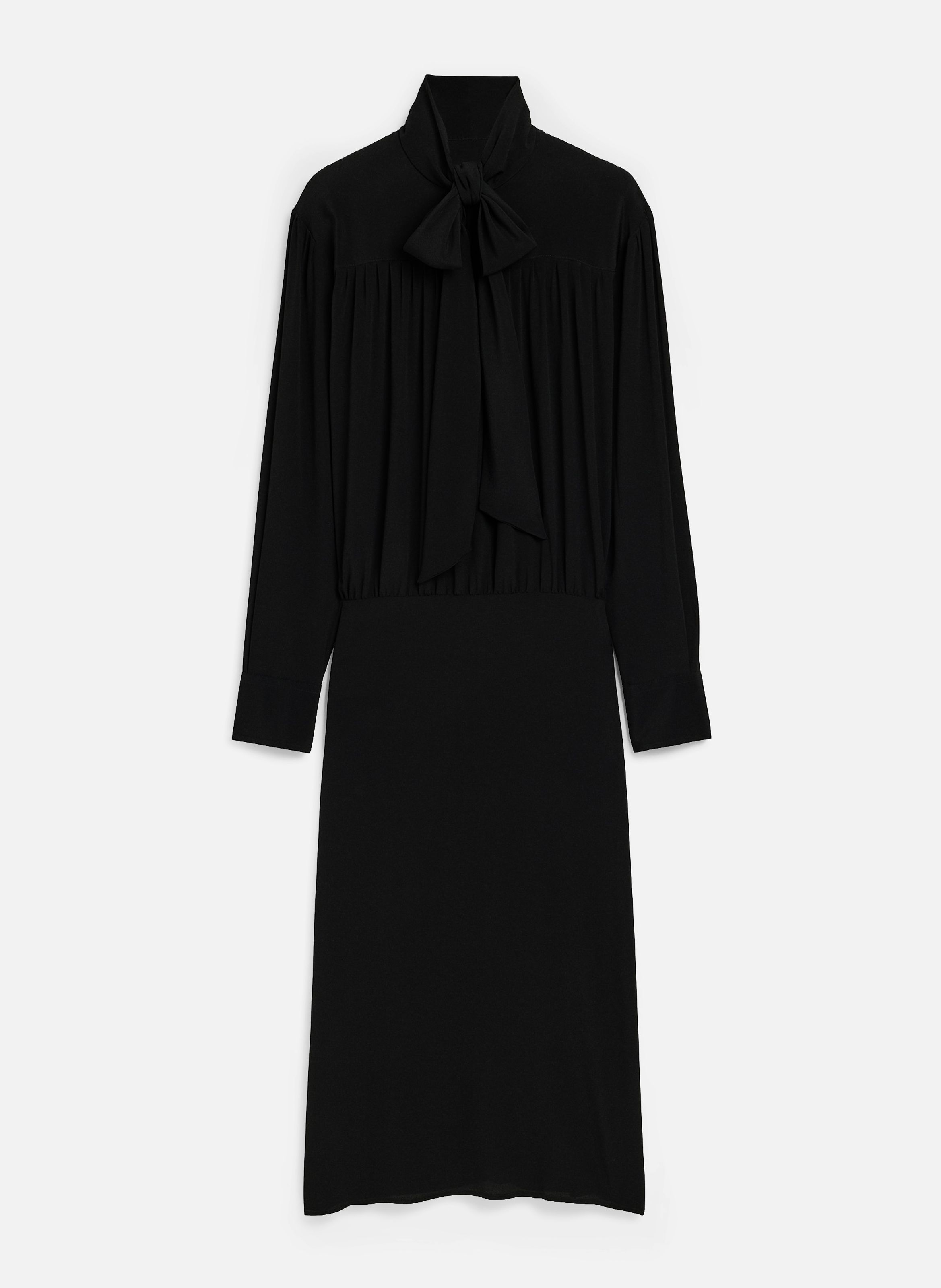 Robe midi en soie mélangée à lavallière AMI PARIS Noir