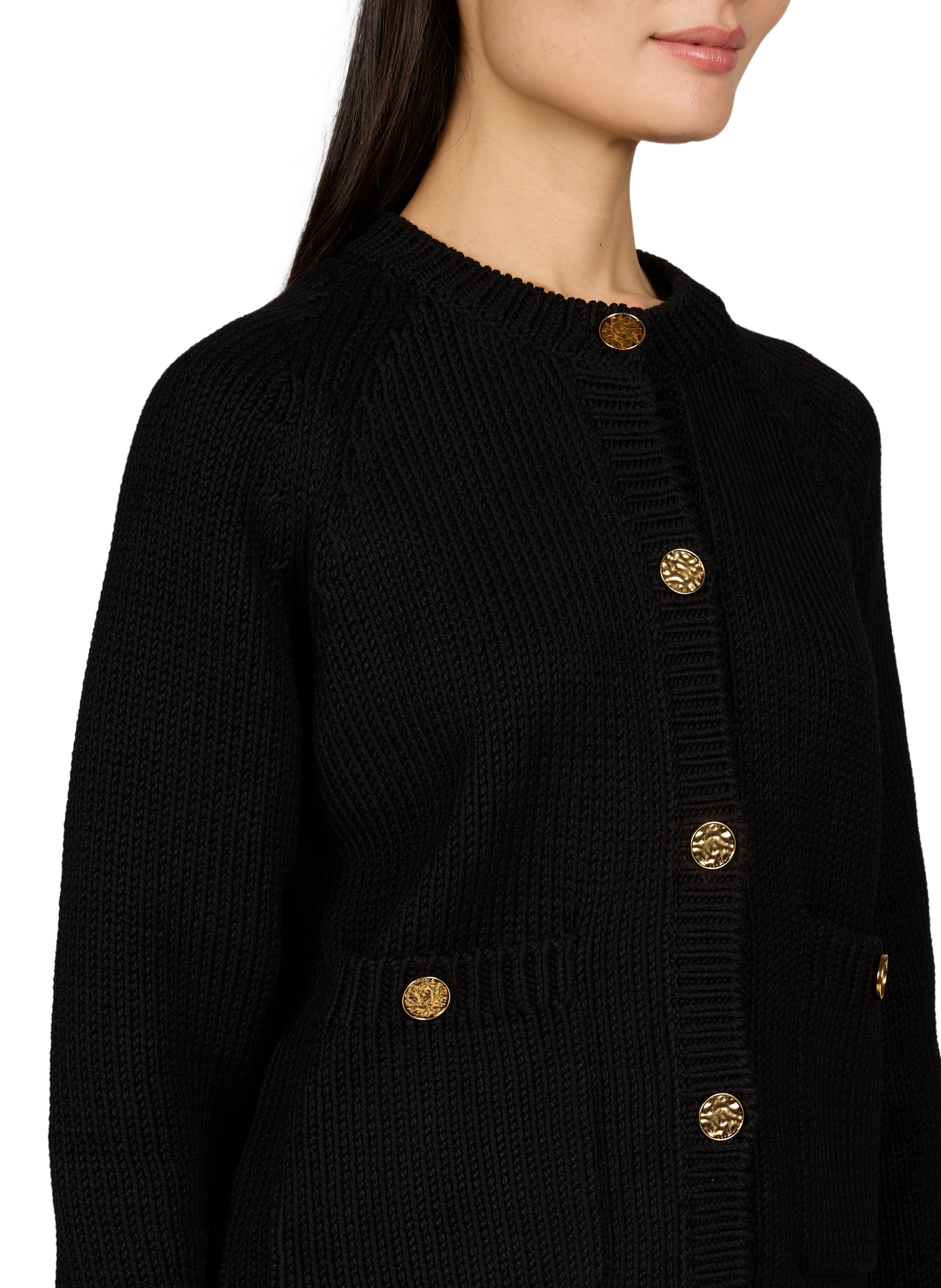 Knit cotton vest with hammered buttons TOTEME Black