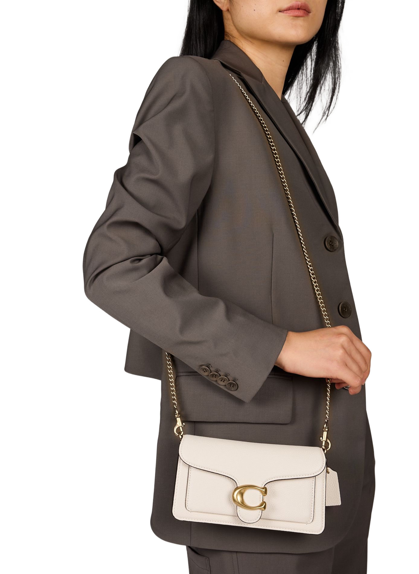 Umhängetasche aus genarbtem Leder COACH Beige