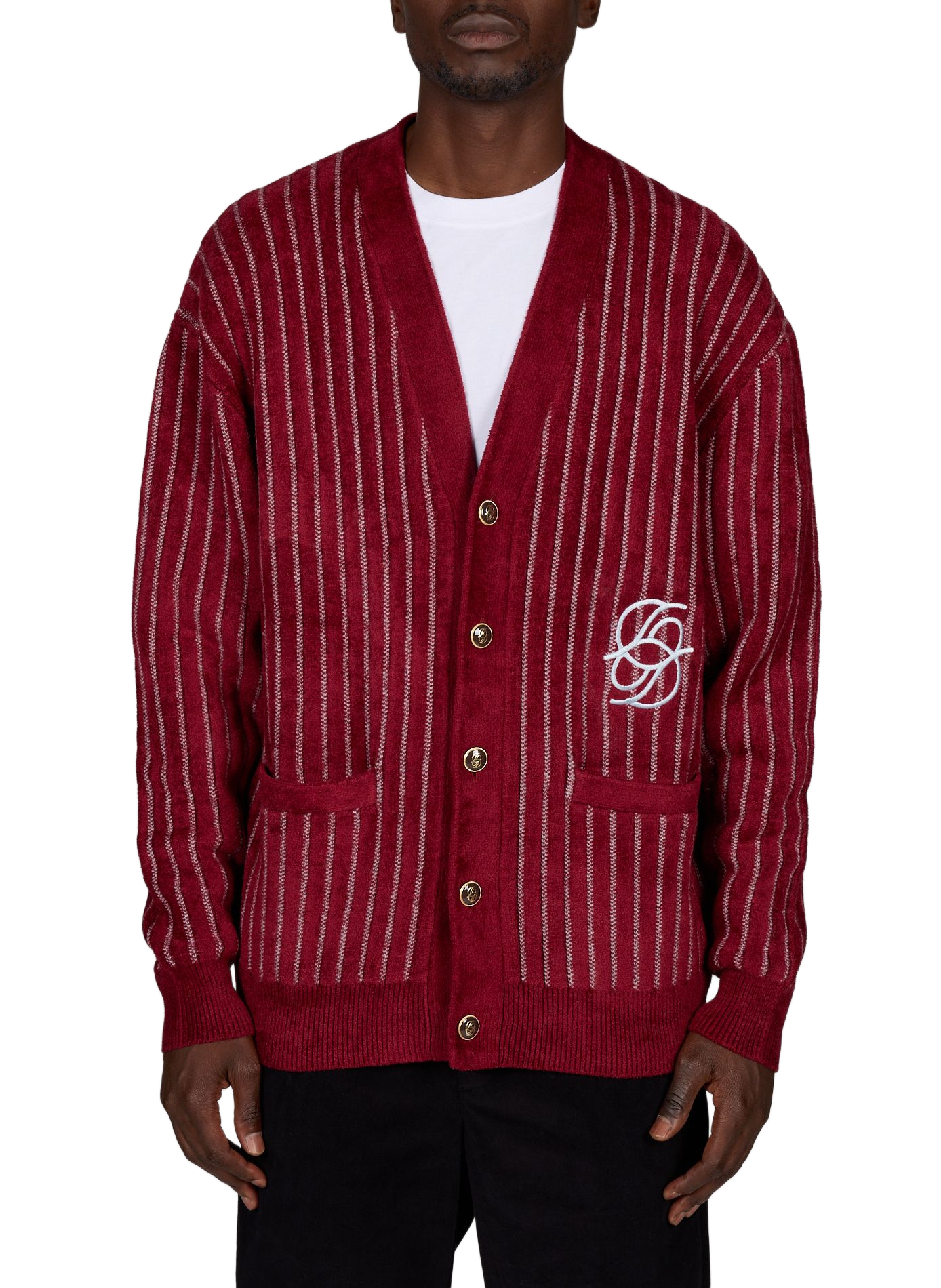 Gilet boutonné à rayures DROLE DE MONSIEUR Rouge