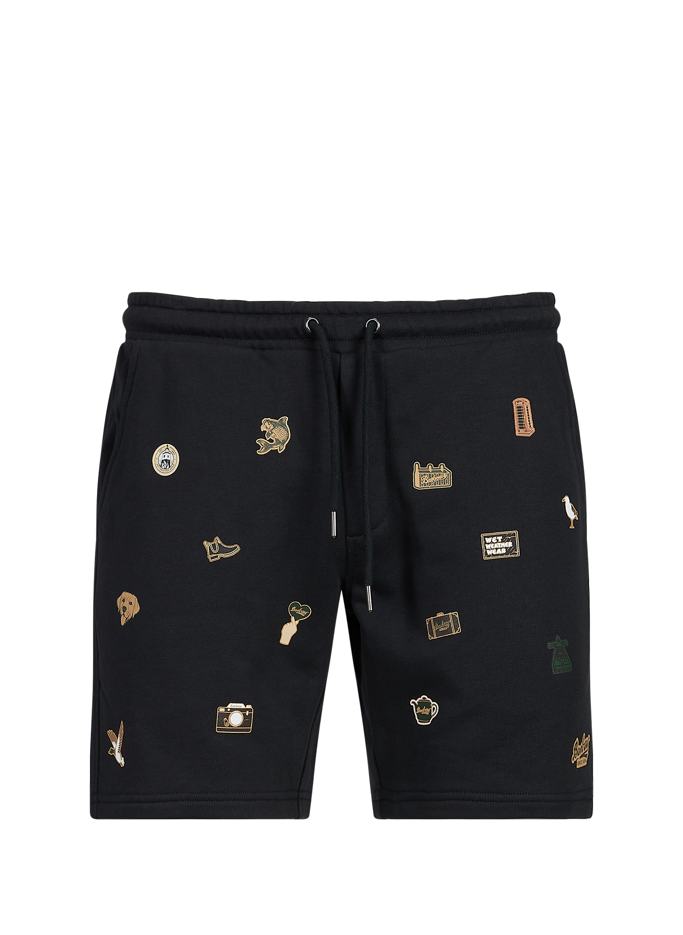 Korte recht bedrukte katoenen broek BARBOUR Zwart