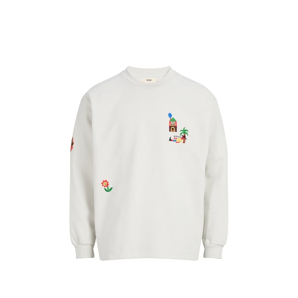 Sweat droit uni à motifs brodés Sweat droit uni à motifs brodés