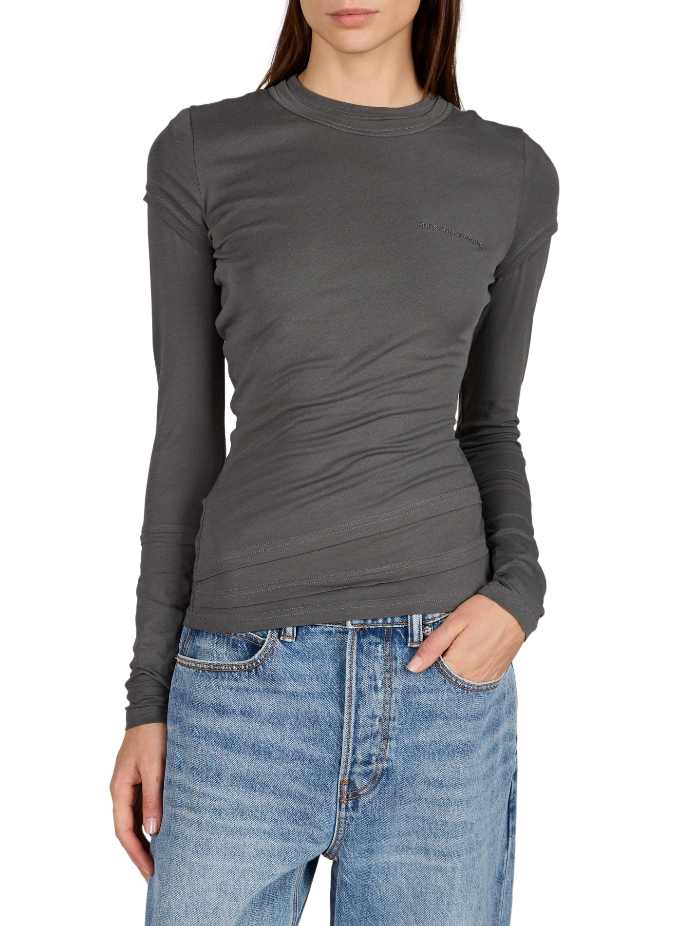 Recht T-shirt met gelaagd effect ALEXANDER WANG Grijs