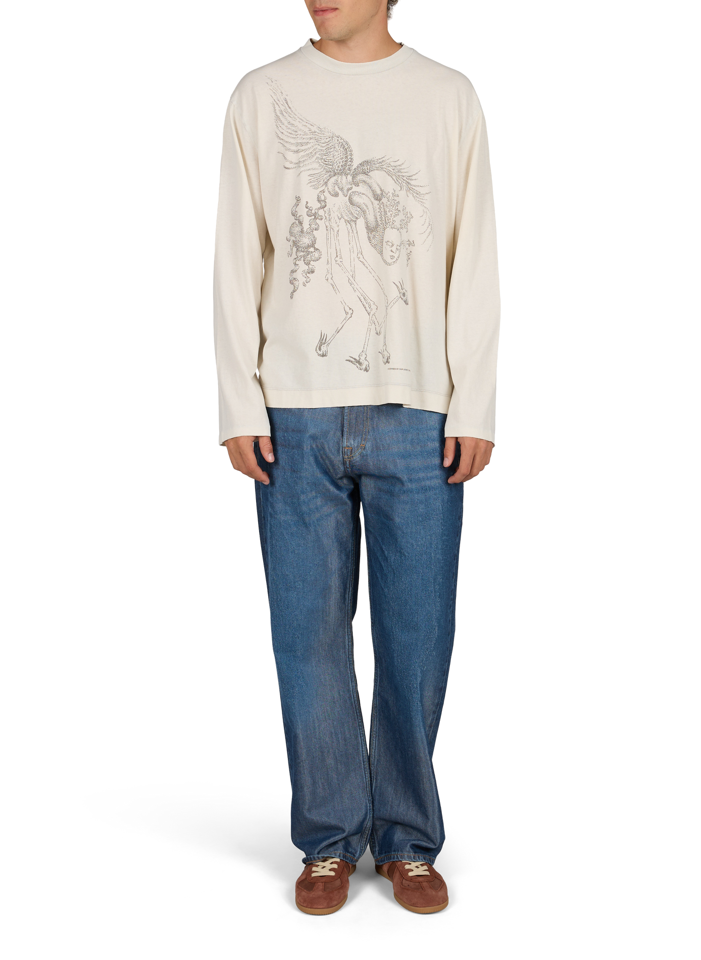 Straight fit round neck printed t-shirt OUR LEGACY Beige