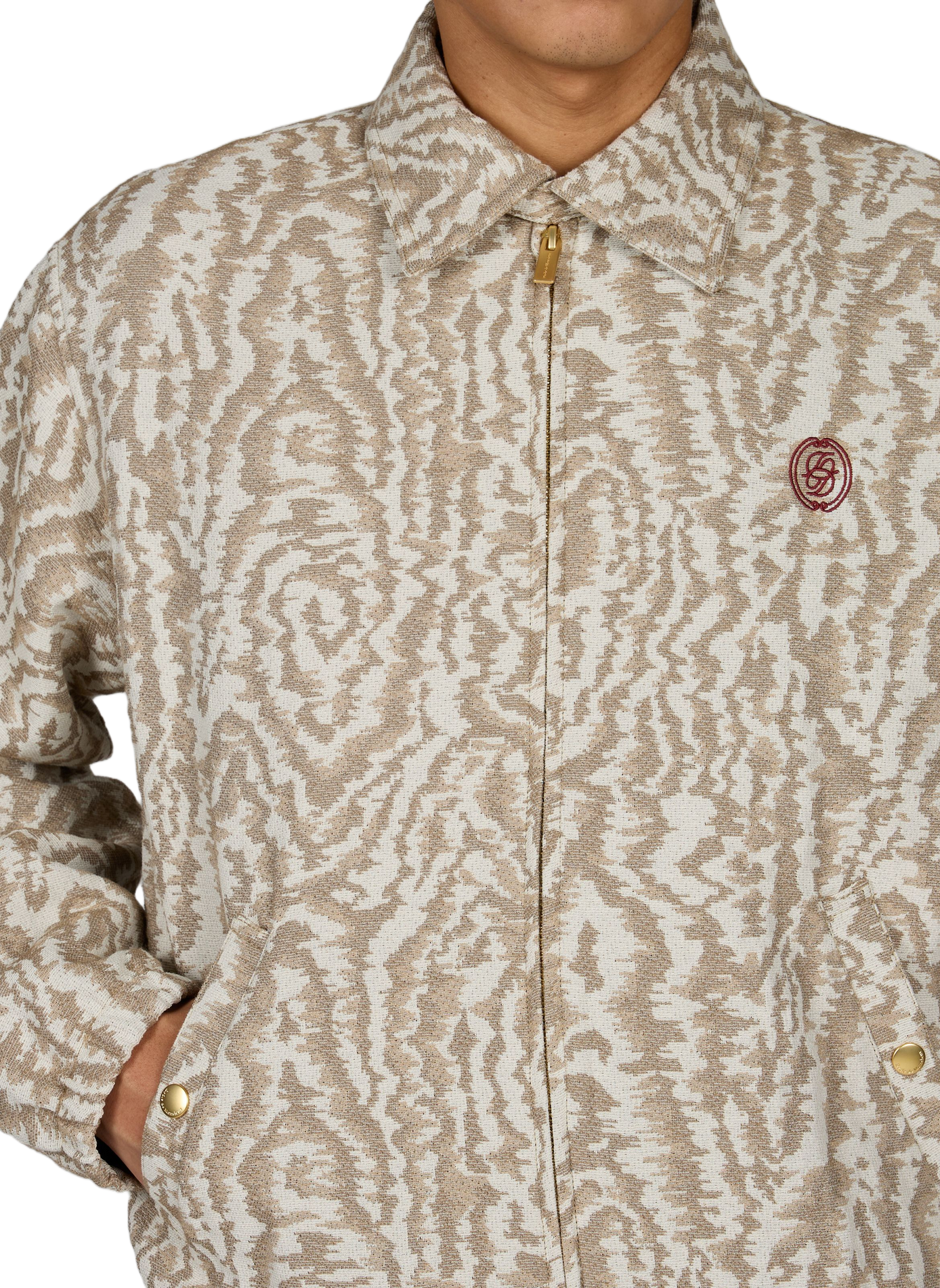 Oversized jacket with classic collar and print DROLE DE MONSIEUR Beige
