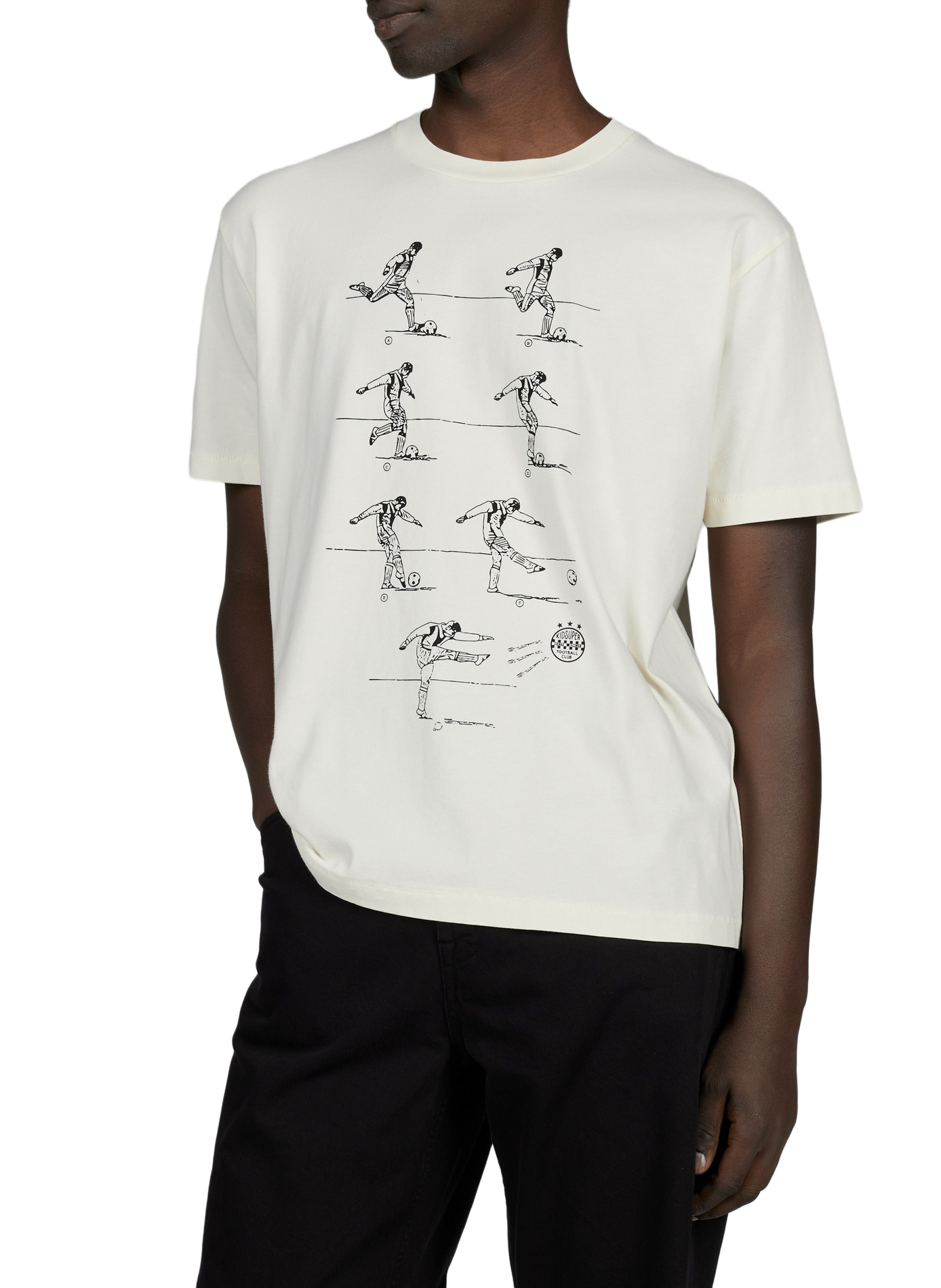 Gerader Rundhalsausschnitt bedrucktes Baumwoll-T-Shirt KIDSUPER