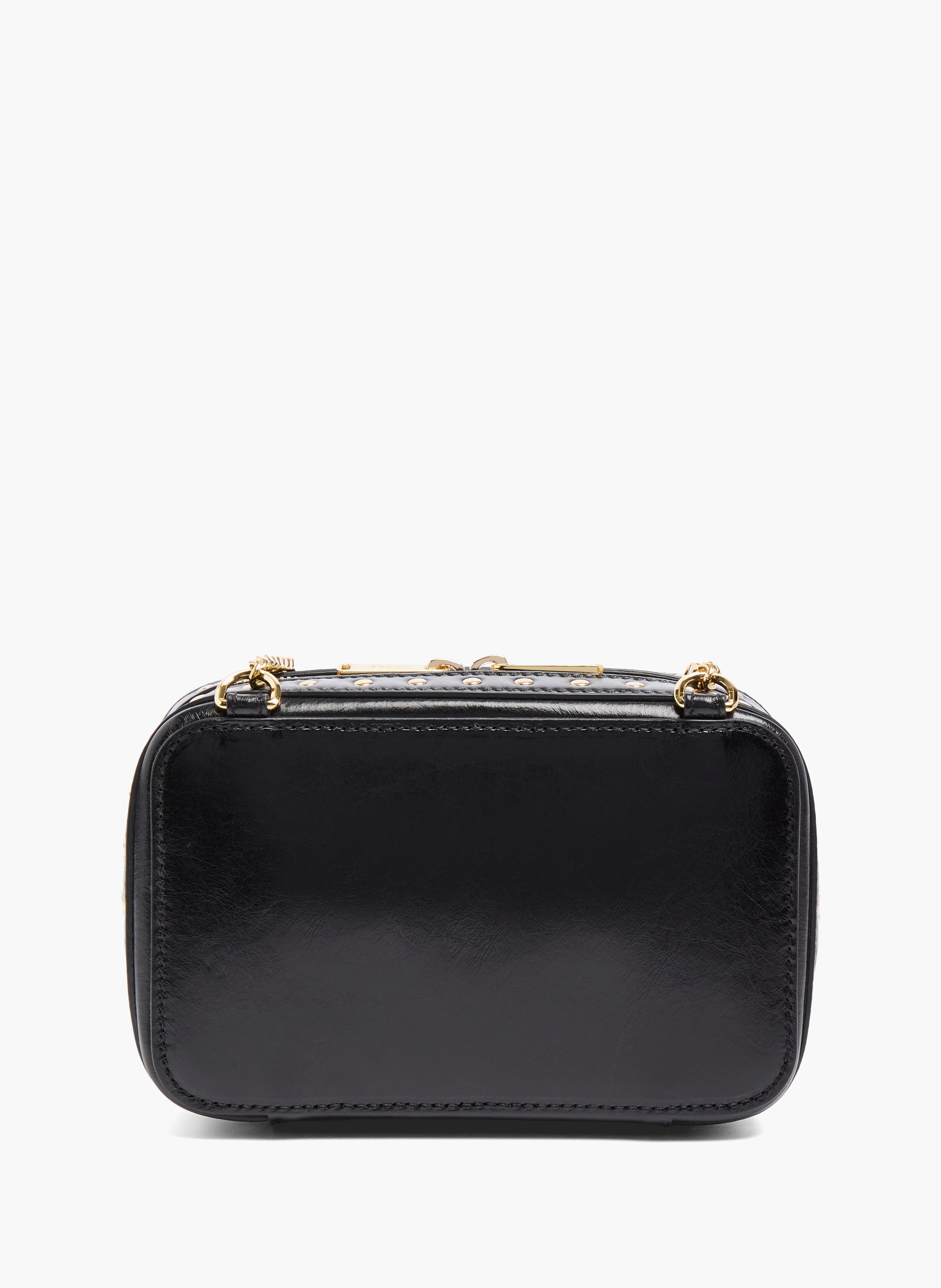 Petit sac vanity, cuir de vachette vintage avec clous. LANCEL Noir
