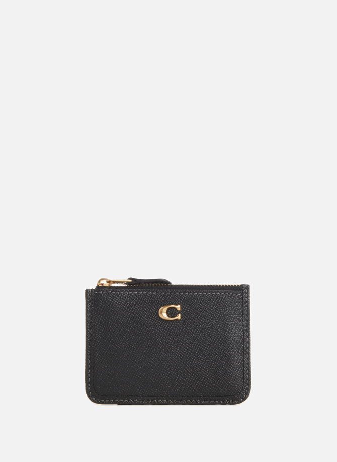 Leather card holder with chain COACH