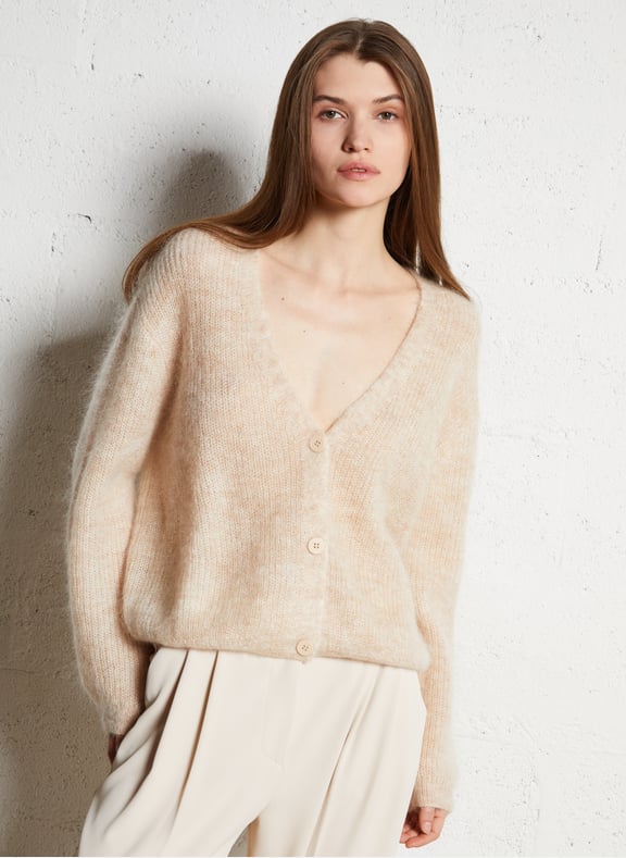 Gilet oversize col v en laine mélangée chelton Blanc by MAISON 123 MAISON 123 Gilet oversize col v en laine mélangée chelton Blanc