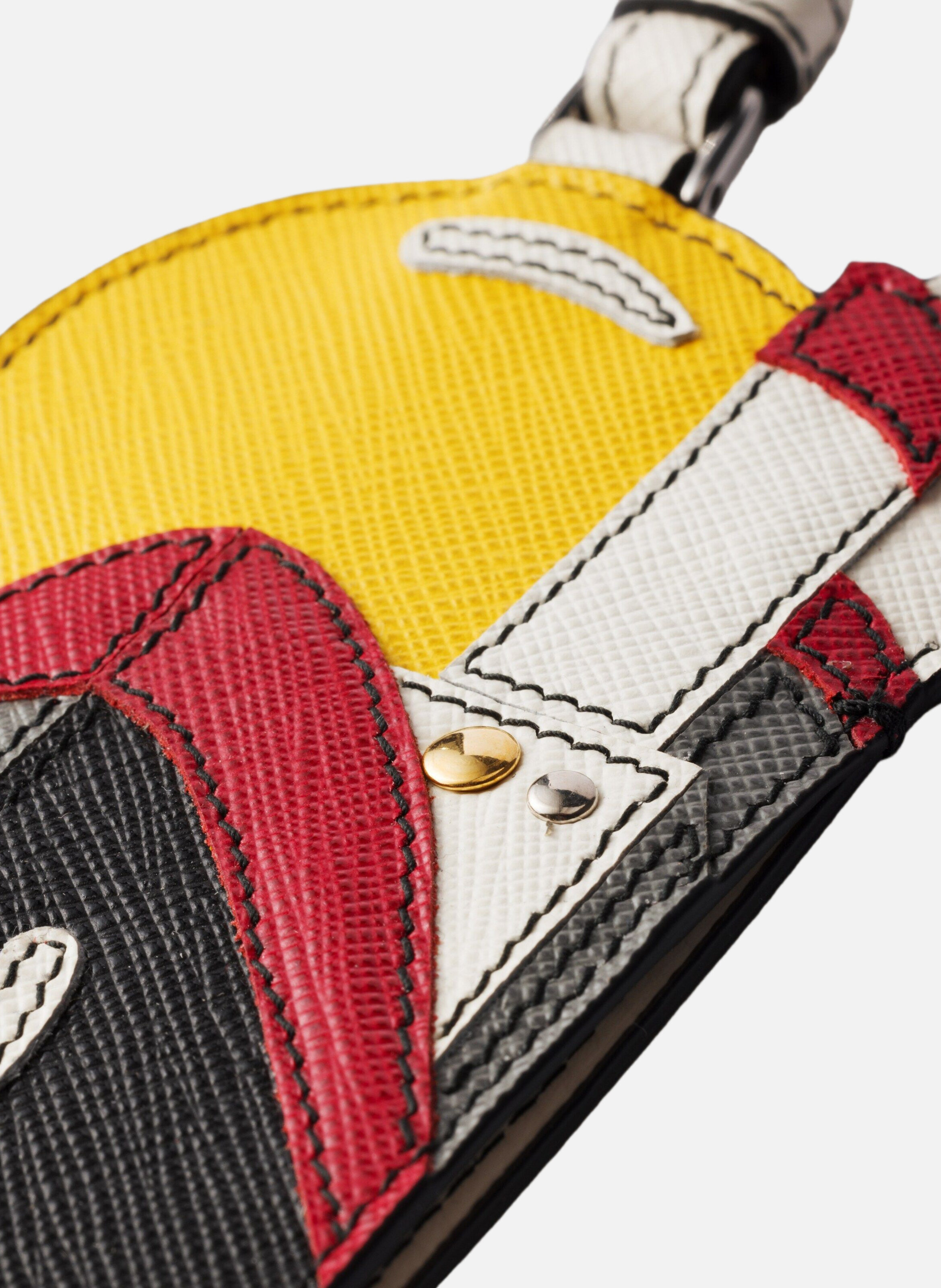 Porte-nom en cuir saffiano PRADA Noir