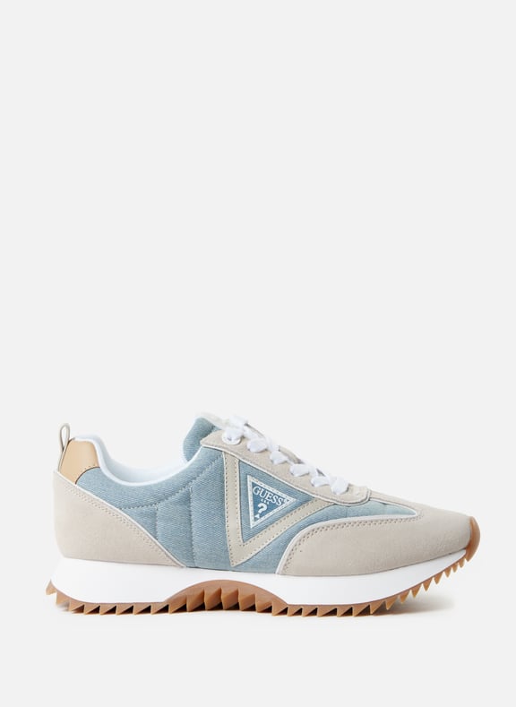 Mixed leather bi-material sneakers Blue by GUESS GUESS Mixed leather bi-material sneakers Blue