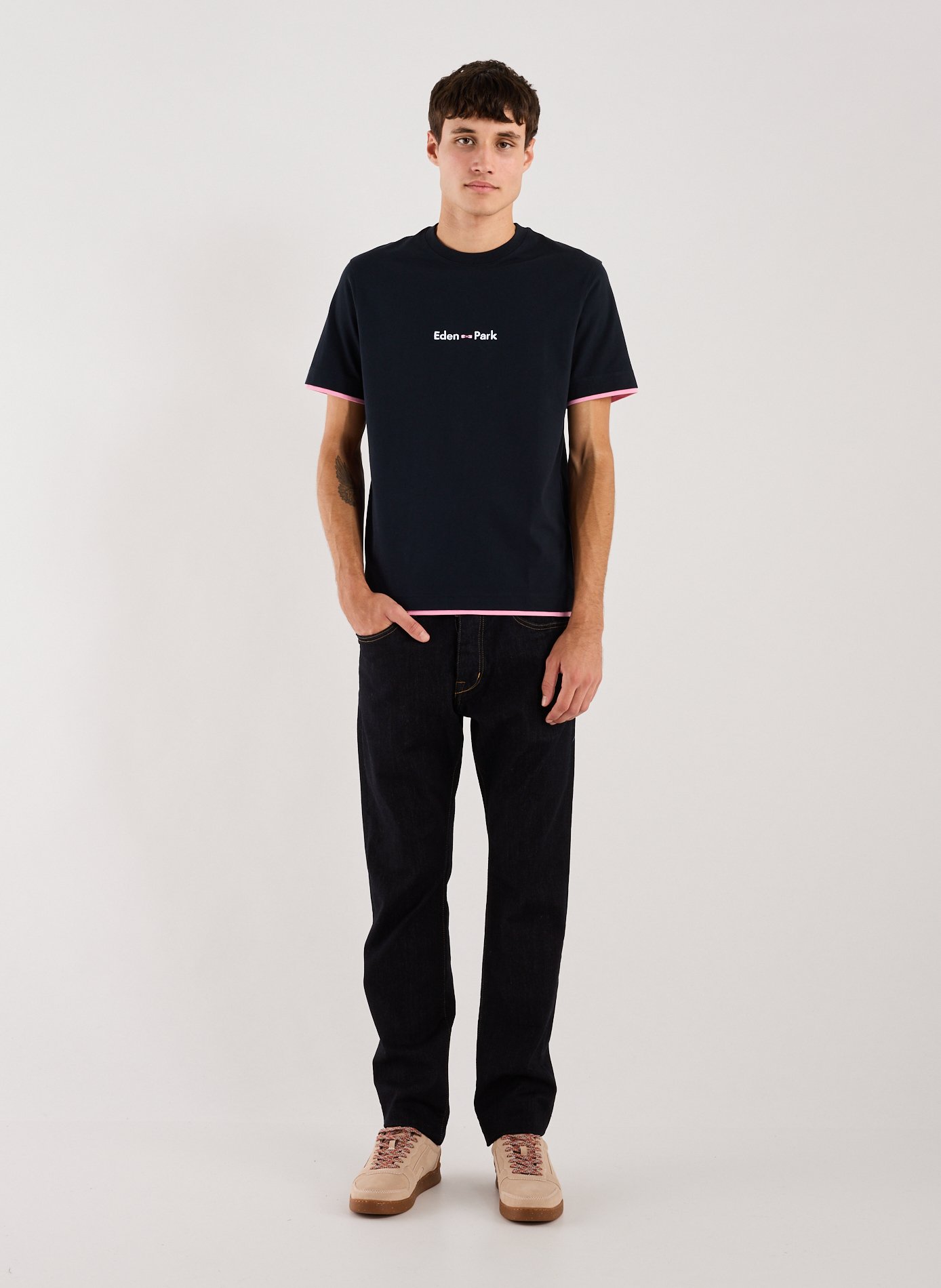 T-shirt brodé en coton EDEN PARK Bleu