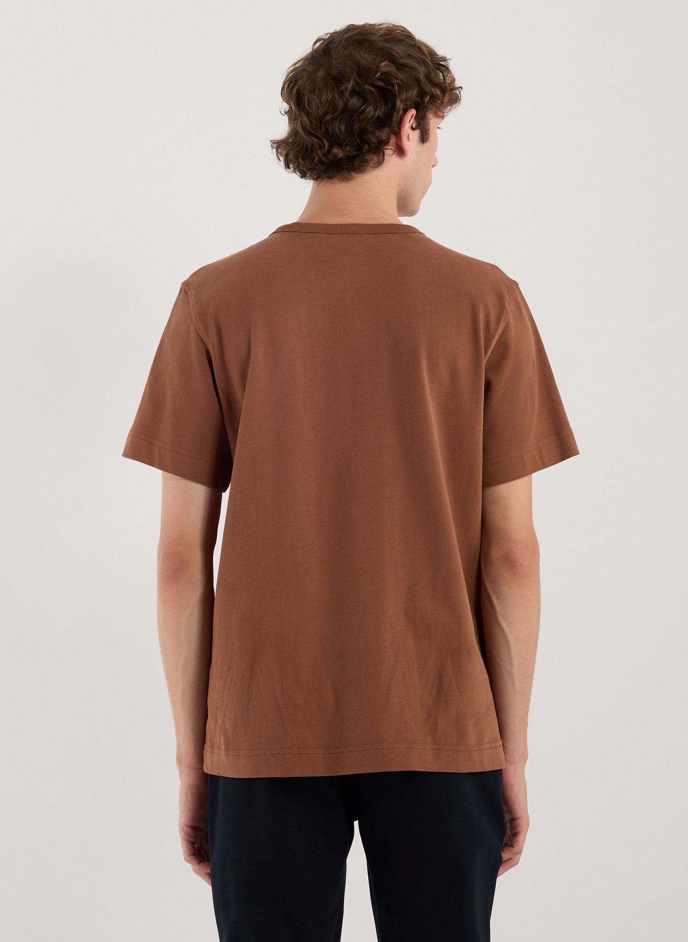 T-shirt col rond en coton organique SELECTED Marron