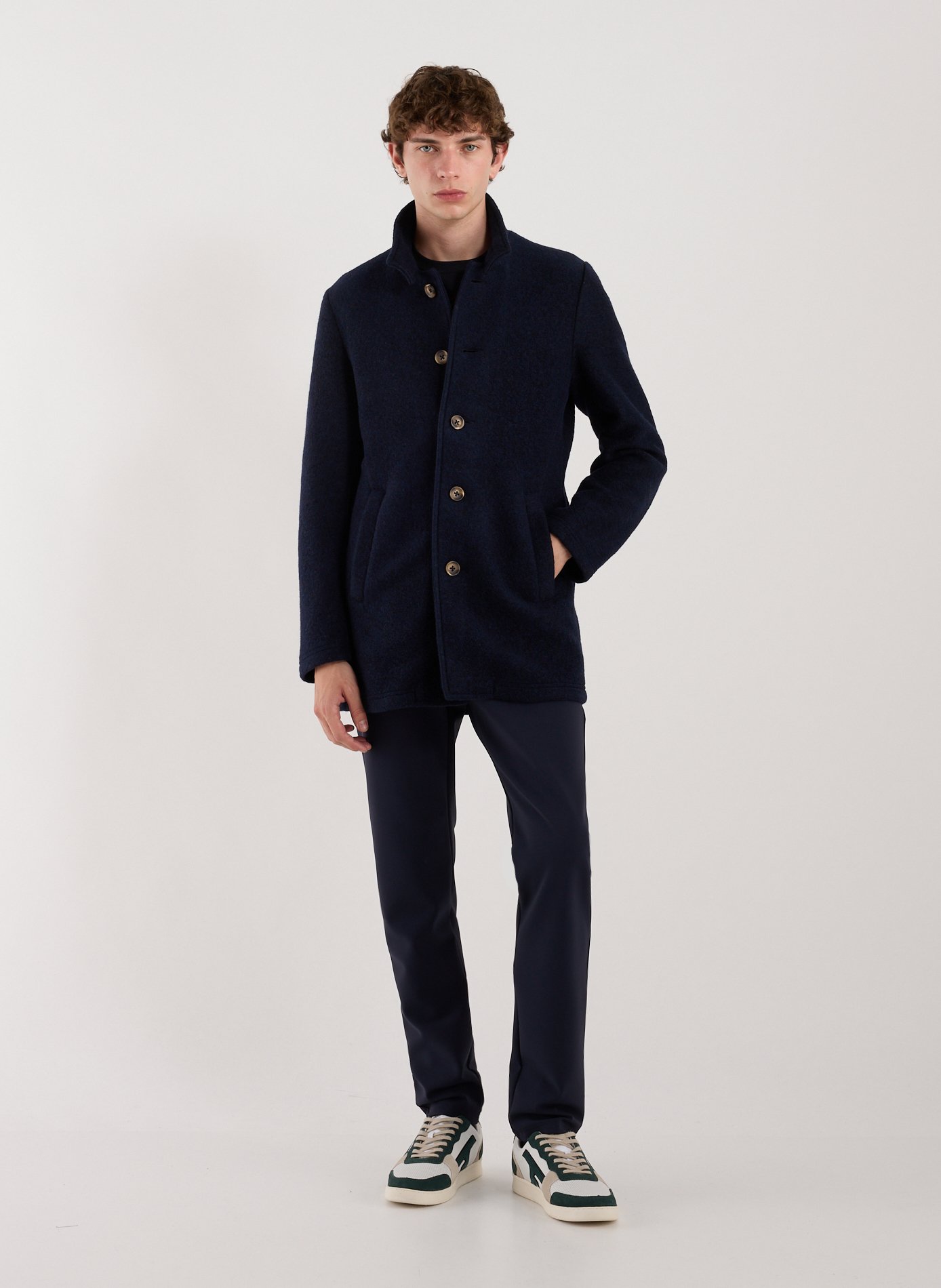 Fluffy mixed wool coat Blue
