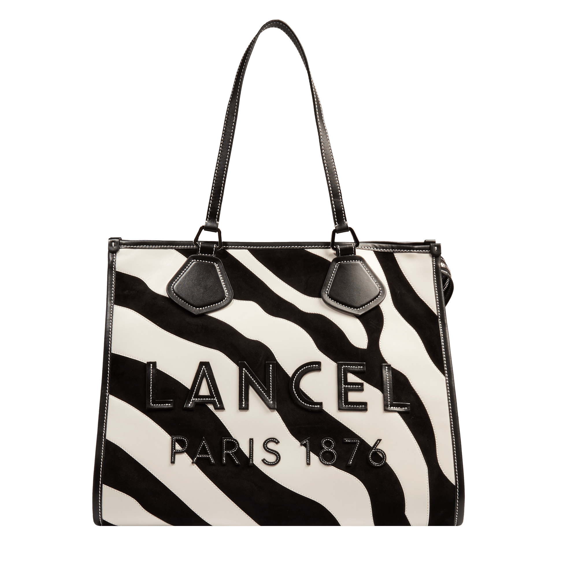 LANCEL Sac cabas zippé l lancel tote en cuir Noir