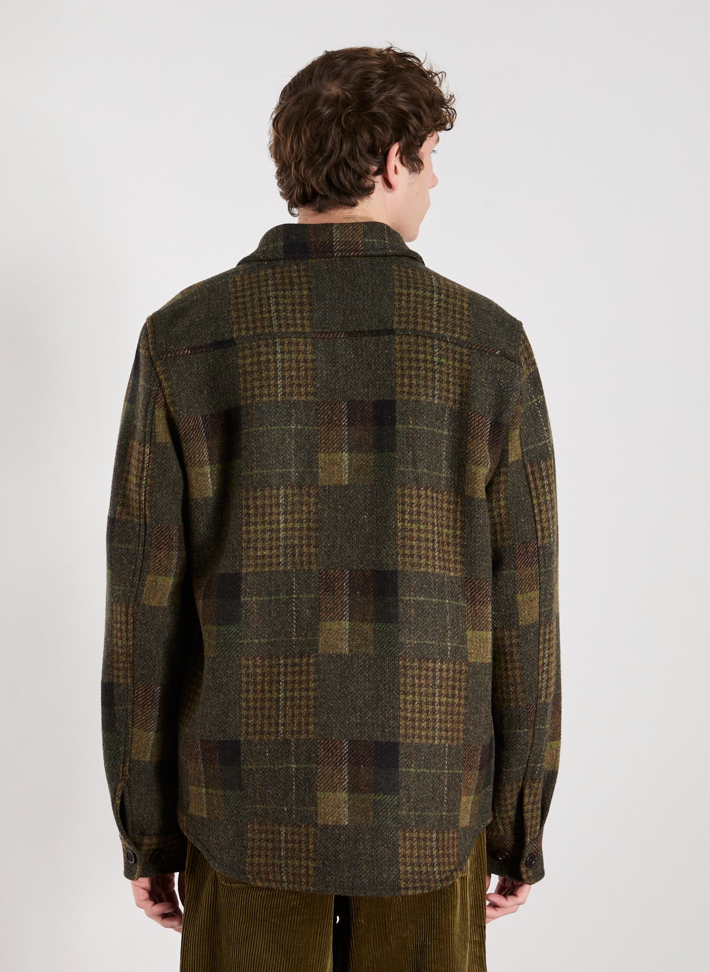 Chemise à carreaux col classique en laine LES DEUX Vert