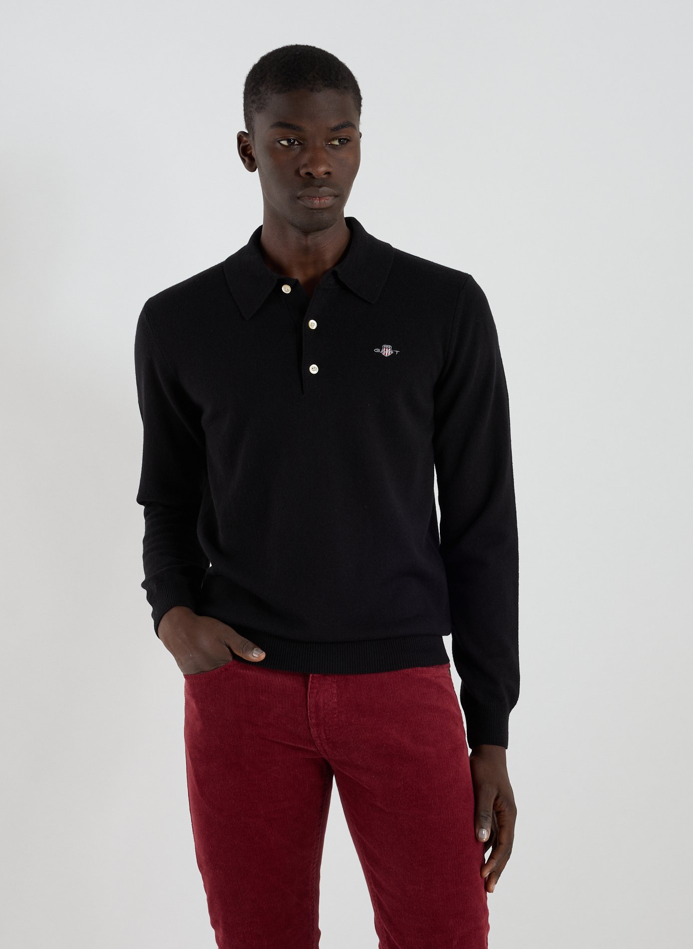 GANT Wool polo neck sweater Black