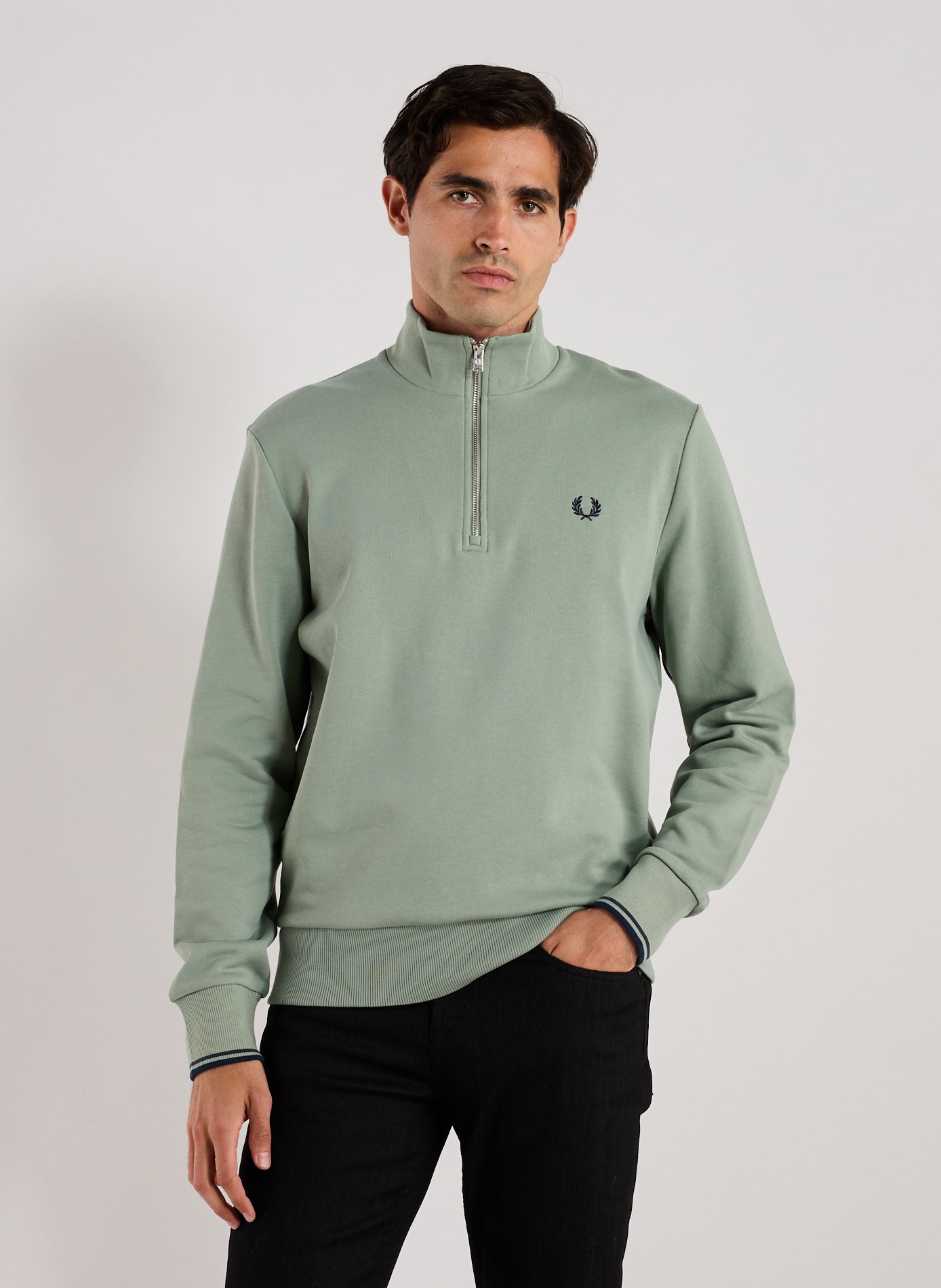 FRED PERRY Sweatshirt col montant en coton Bleu