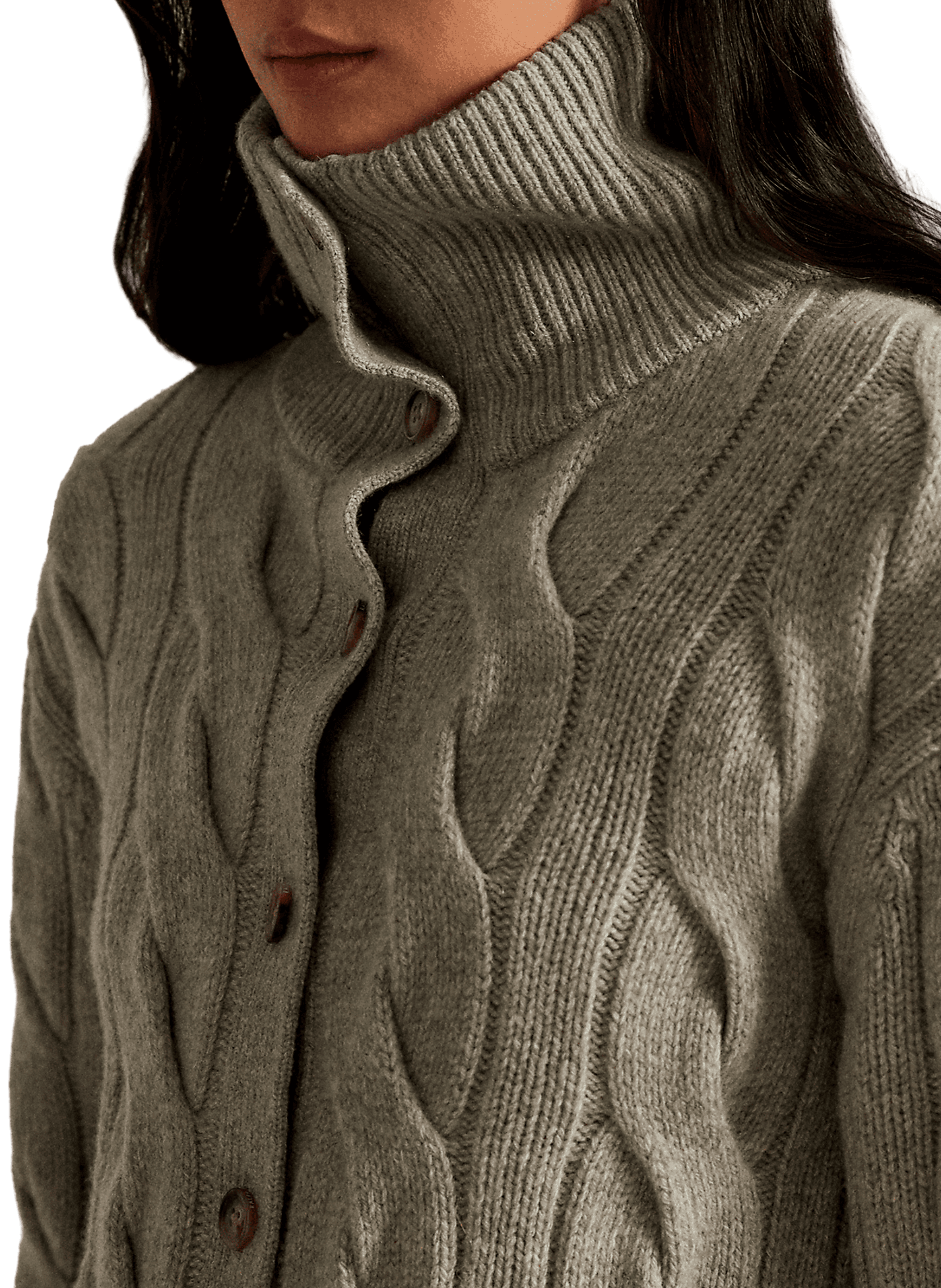 Buttoned cardigan in wool and cashmere POLO RALPH LAUREN Grey