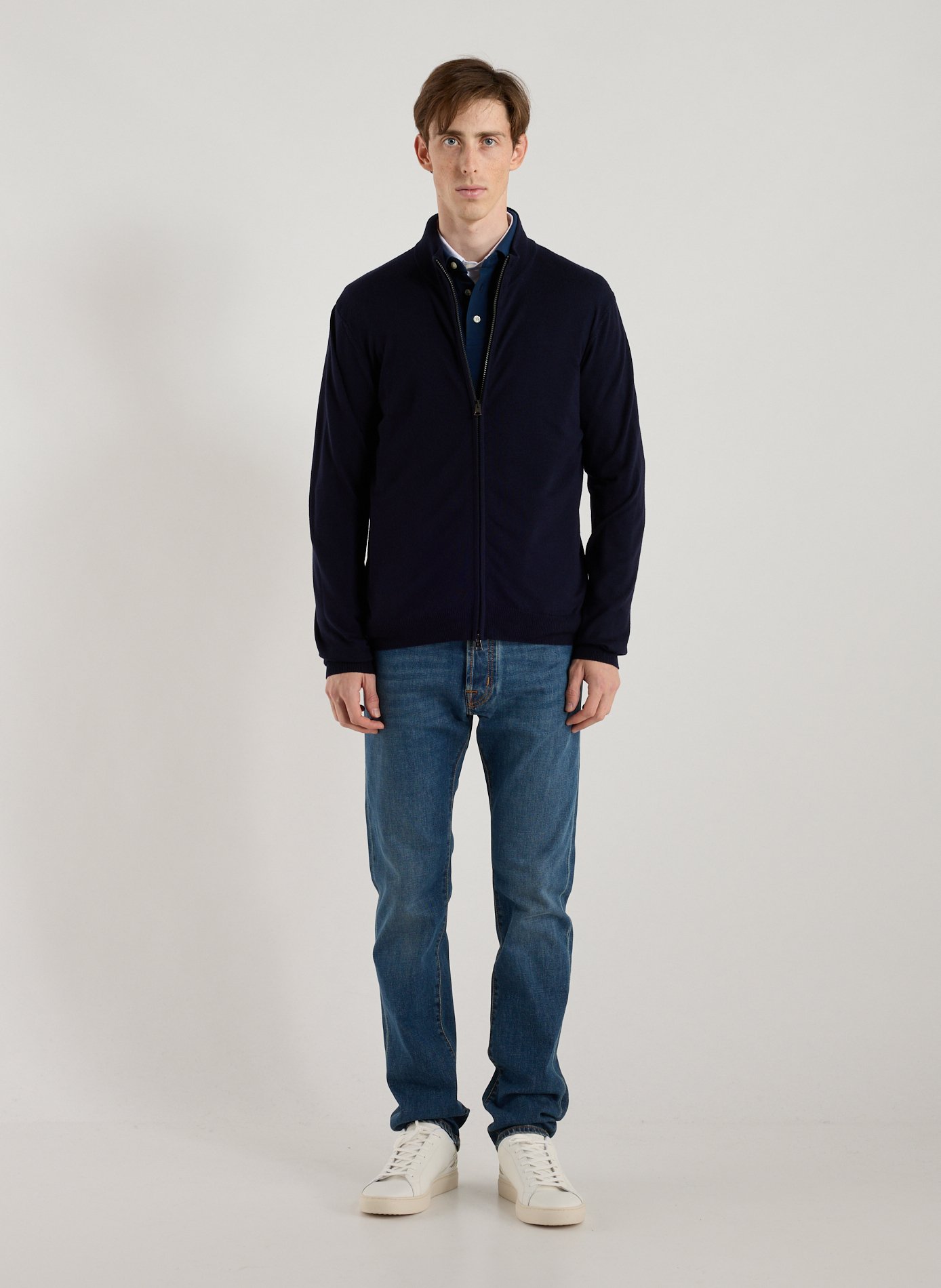 Merino wool cardigan FACONNABLE Blue