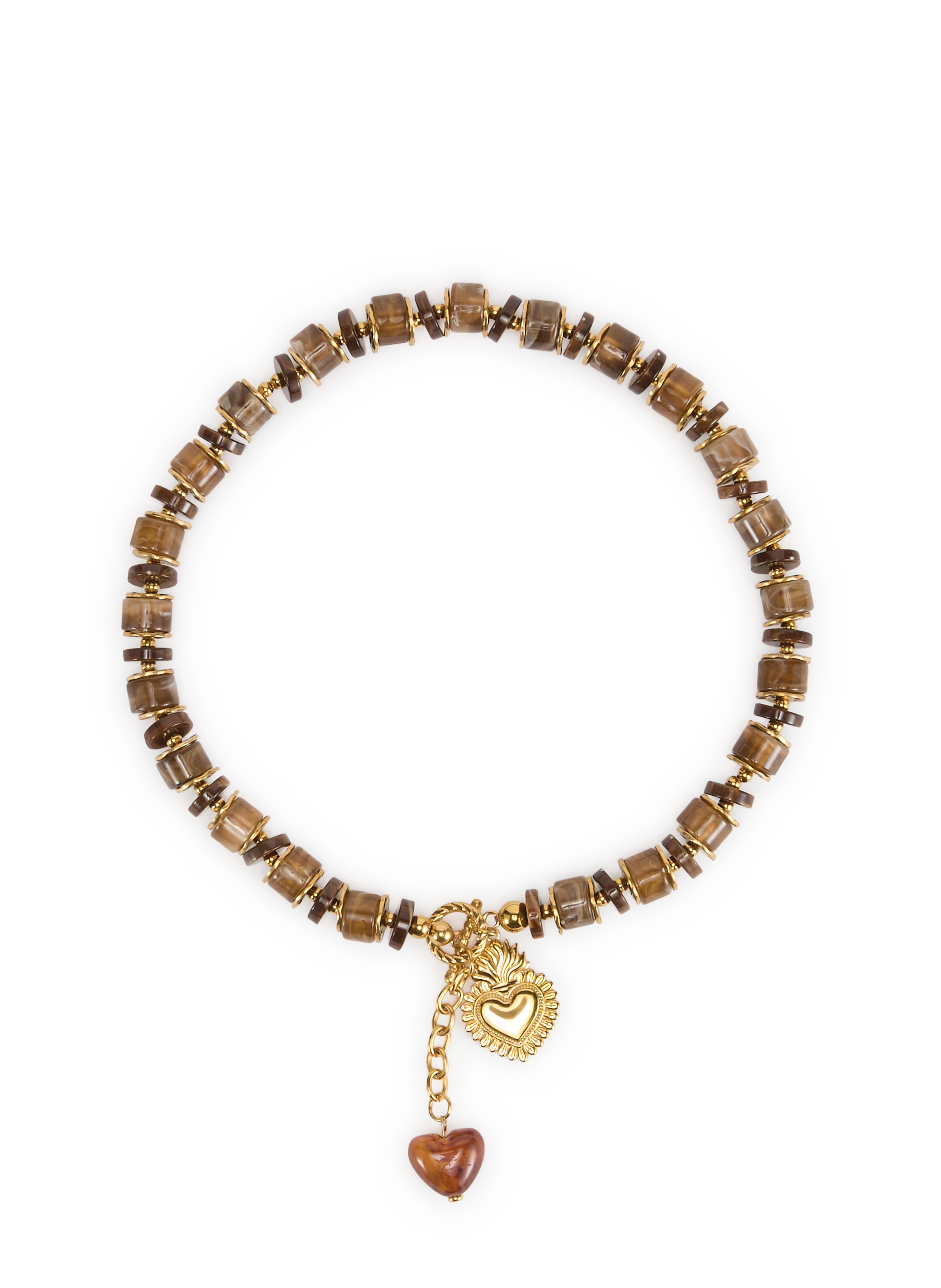 AU PRINTEMPS PARIS Resin bead necklace Brown