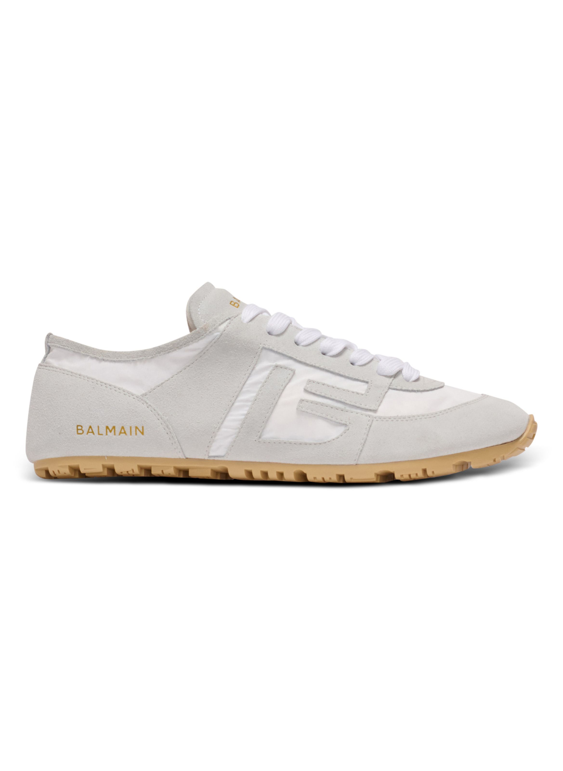 Baskets racer 45 en daim et agneau BALMAIN Blanc
