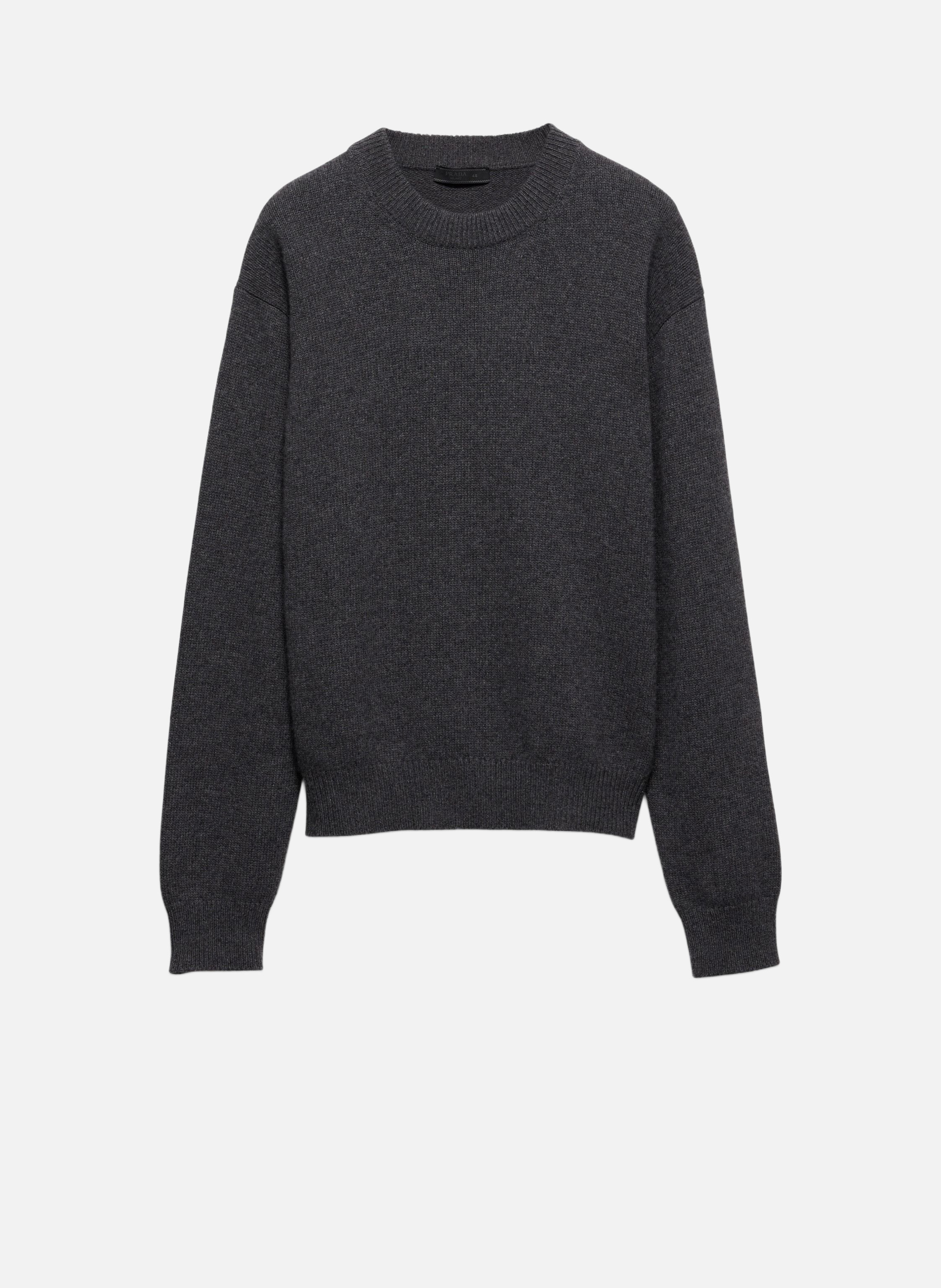 Pull à col rond en re-cashmere PRADA Gris