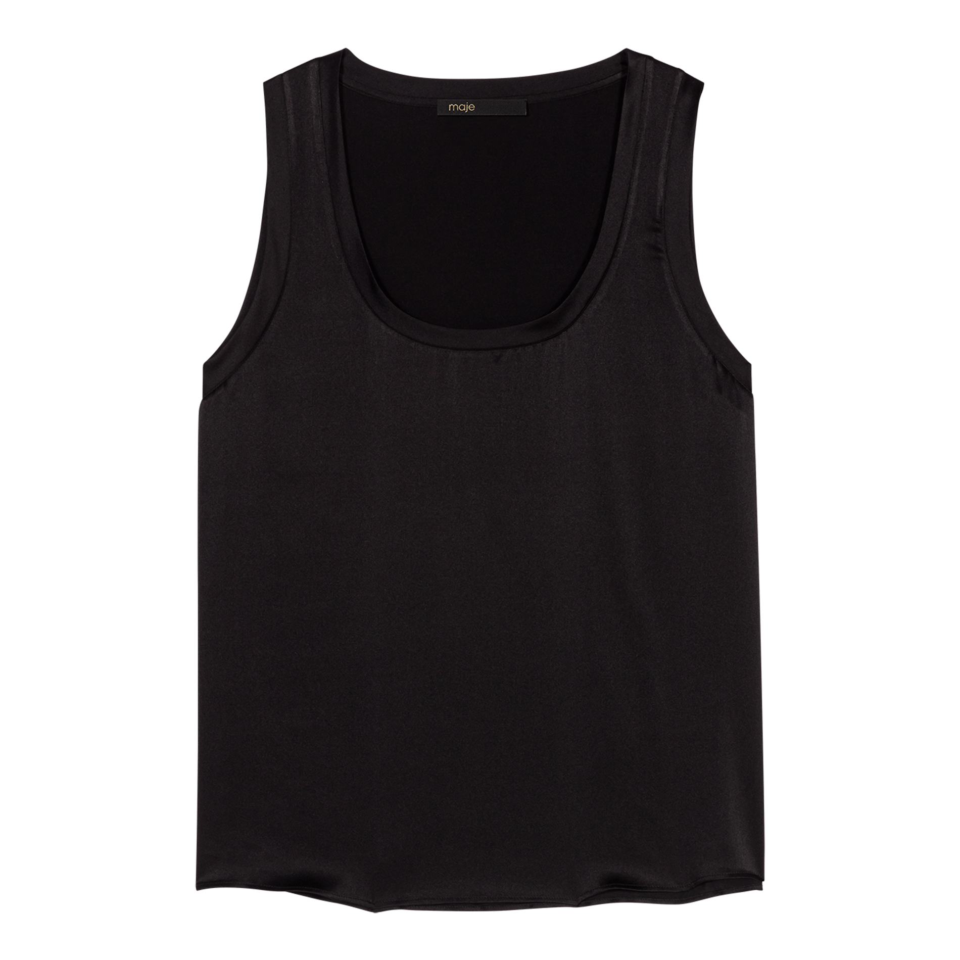 Débardeur col rond droit en soie mélangé MAJE Noir