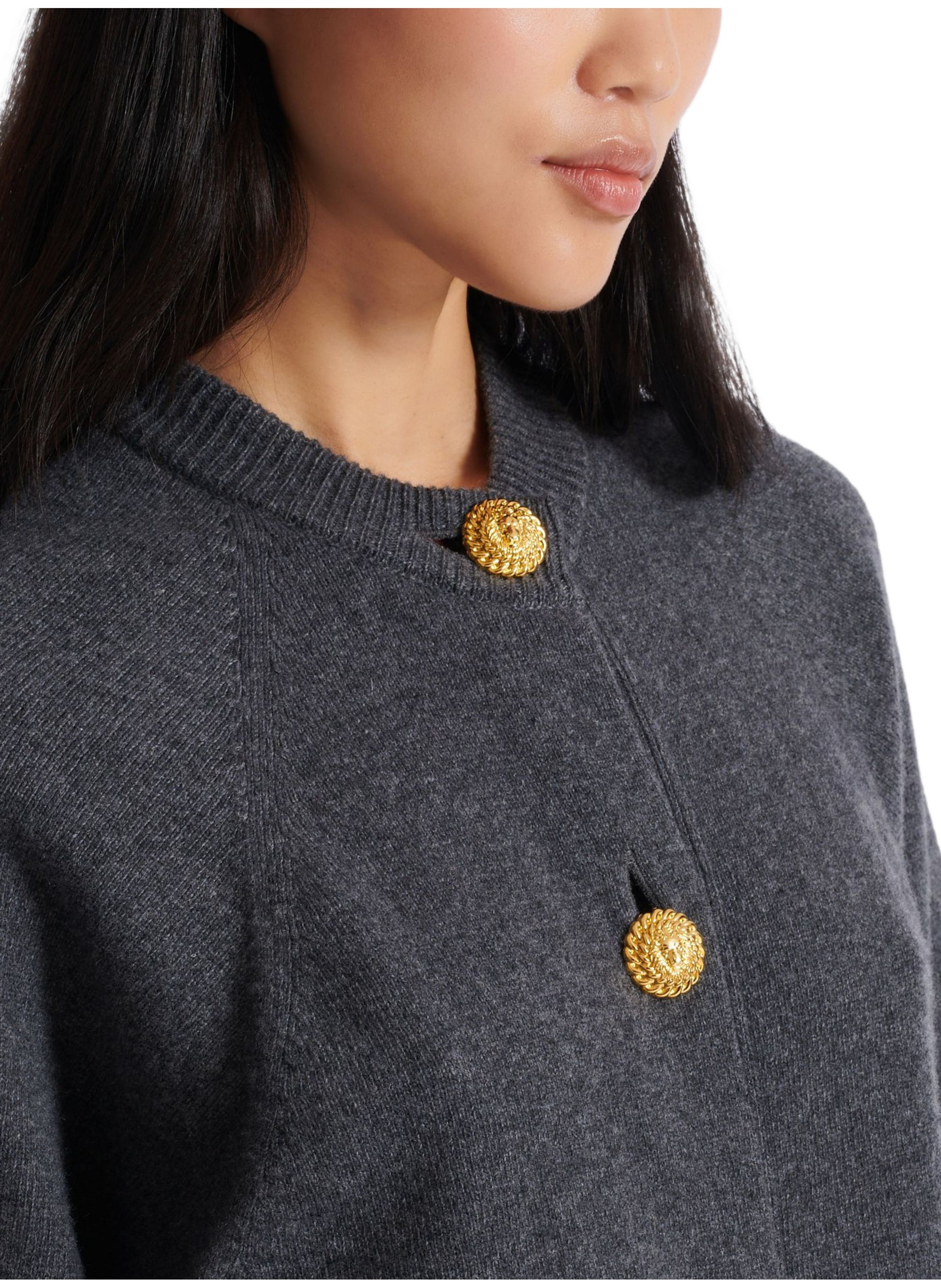 Cardigan boutonné en éco-cachemire Gris