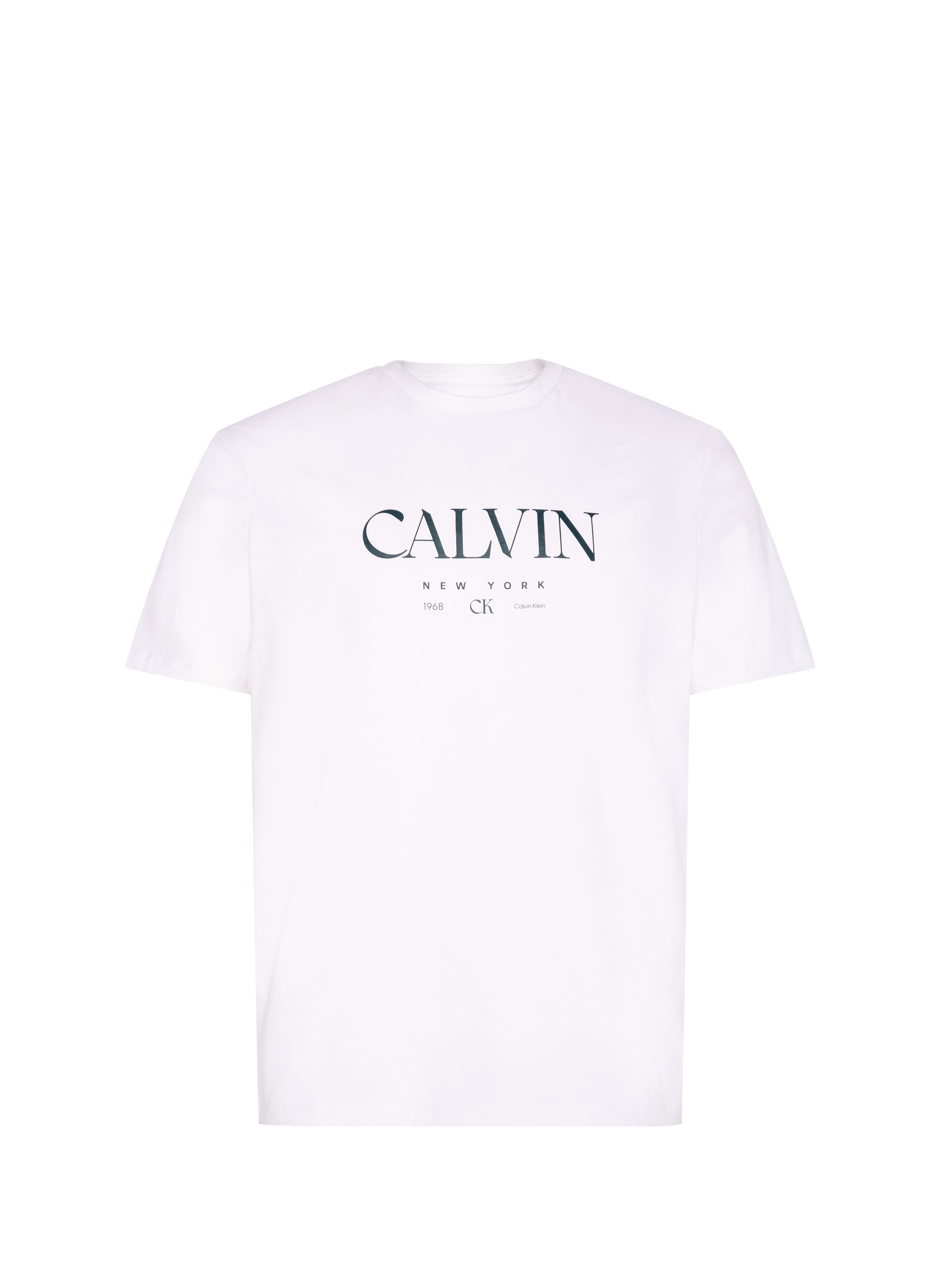 T-shirt coupe droite en coton avec logo CALVIN KLEIN Blanc