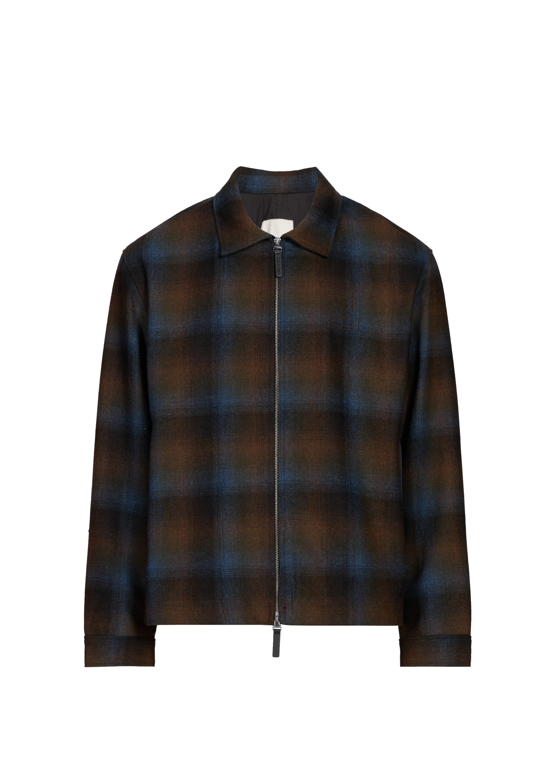 CALVIN KLEIN Blouson à carreaux en laine mélangée Beige